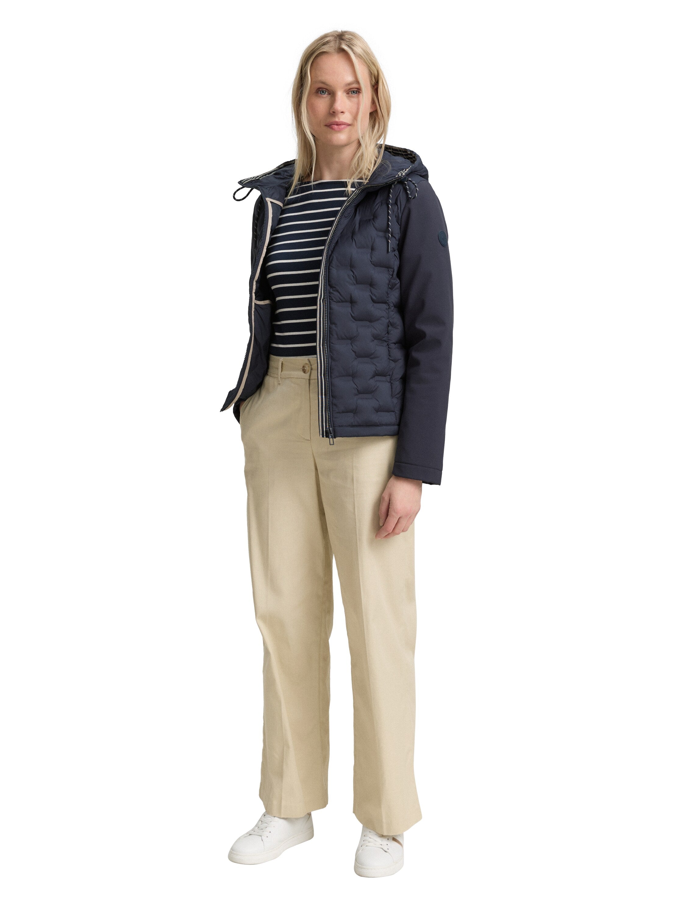 Tom Tailor Hybrid Quilted Navy Jacket With a Hood