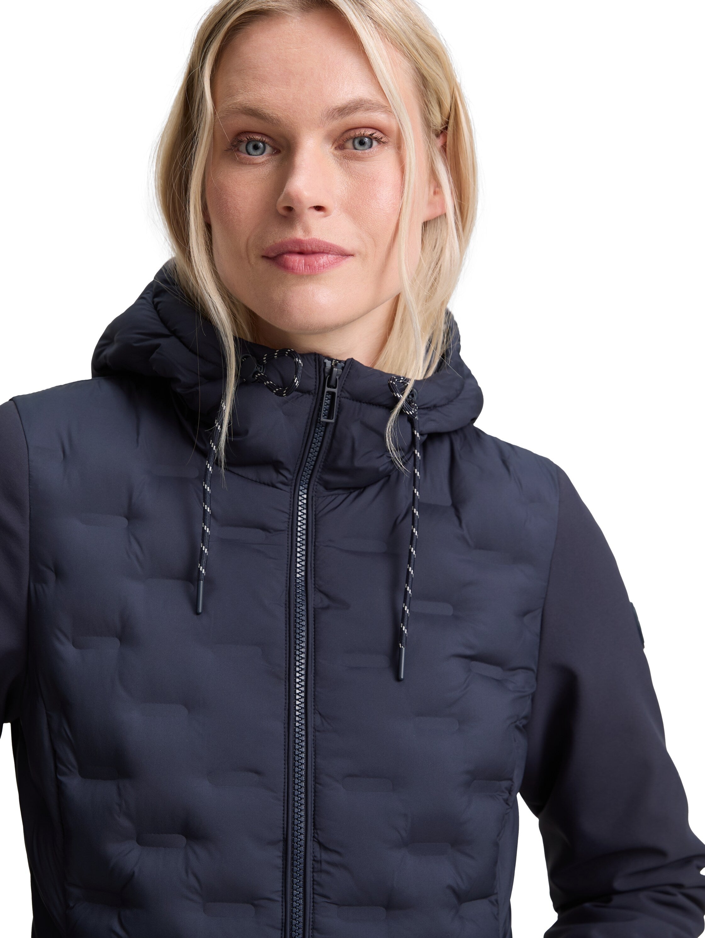 Tom Tailor Hybrid Quilted Navy Jacket With a Hood