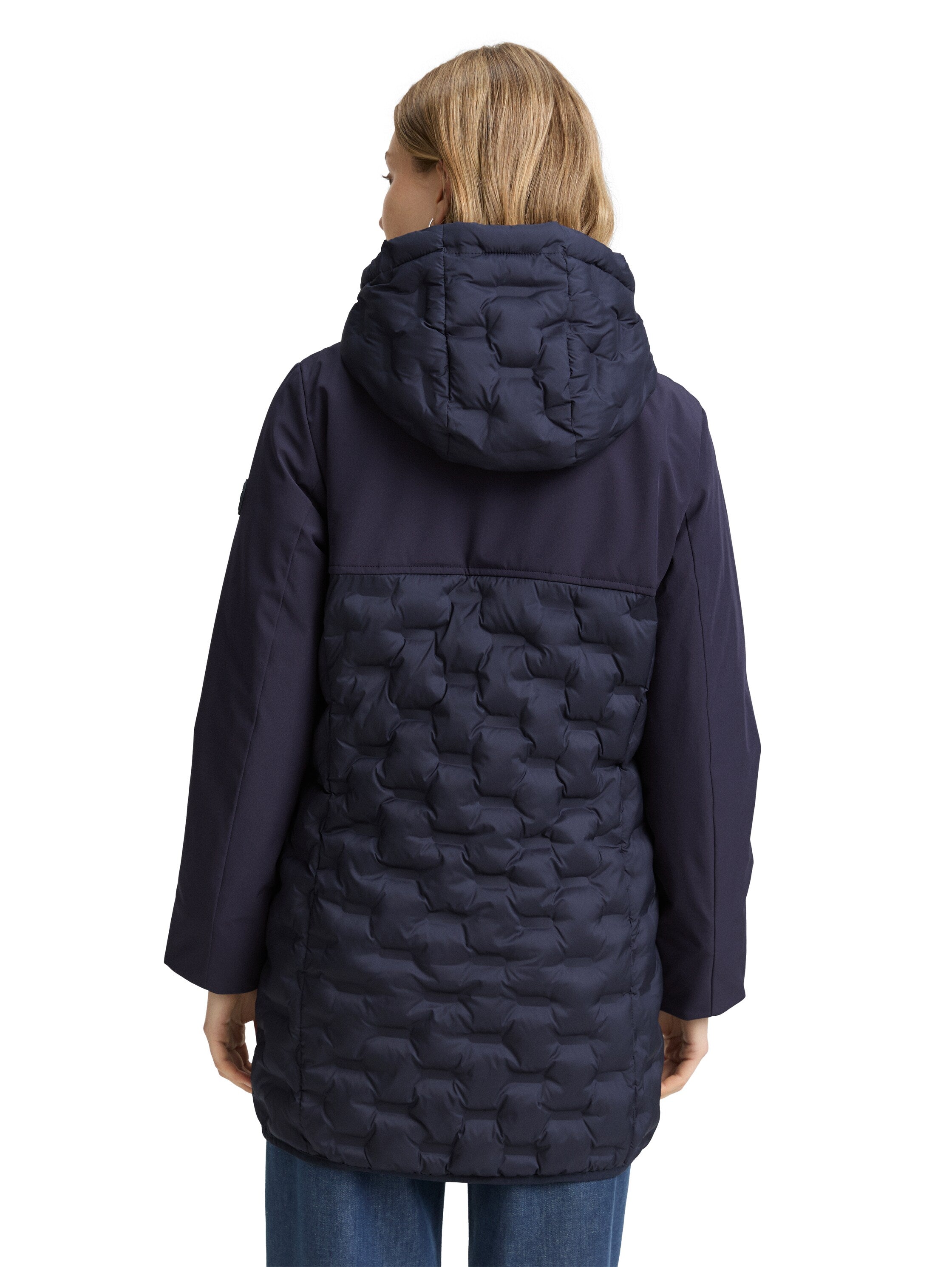 Tom Tailor Navy Long Jacket With Hood