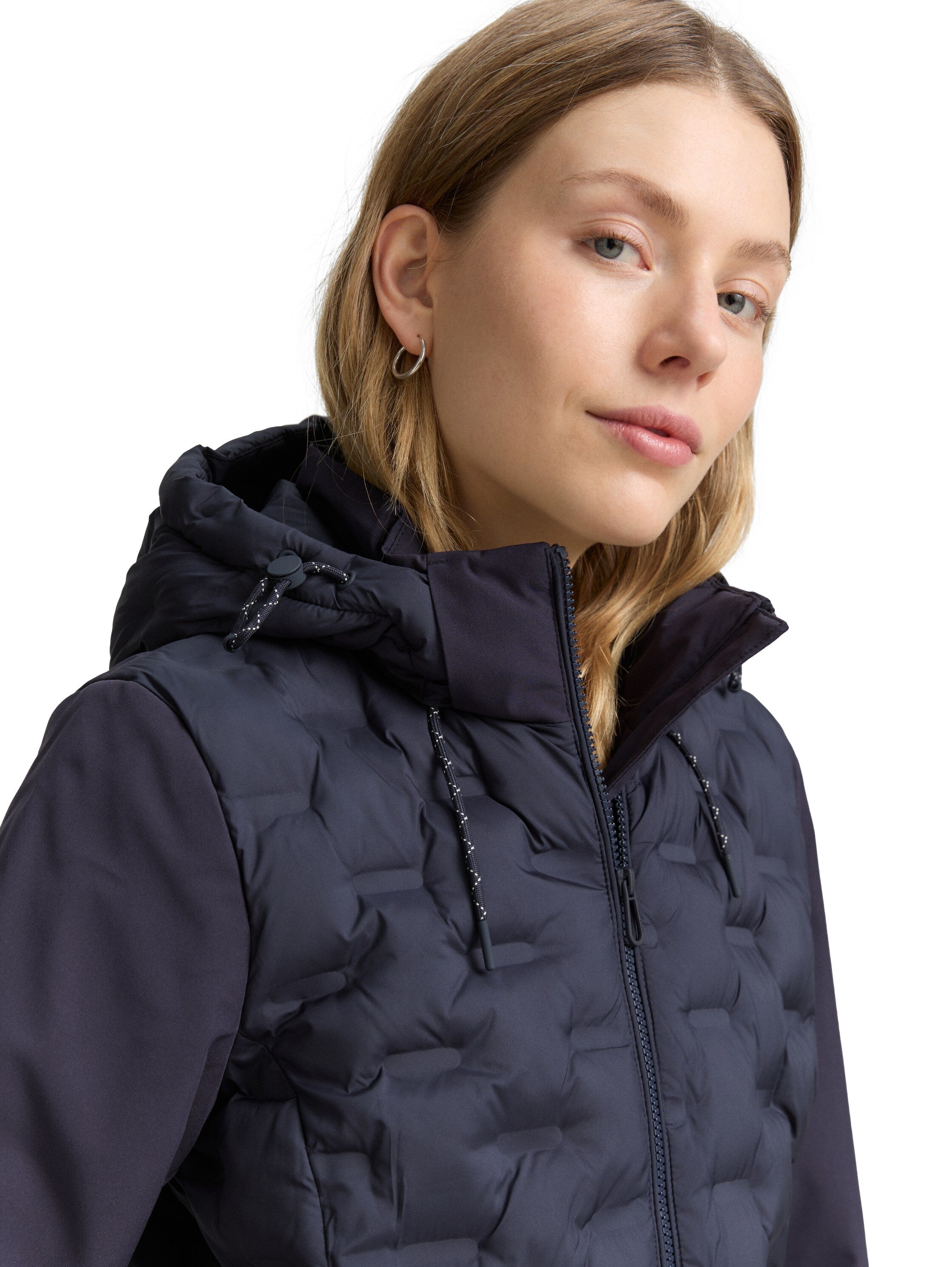 Tom Tailor Navy Long Jacket With Hood