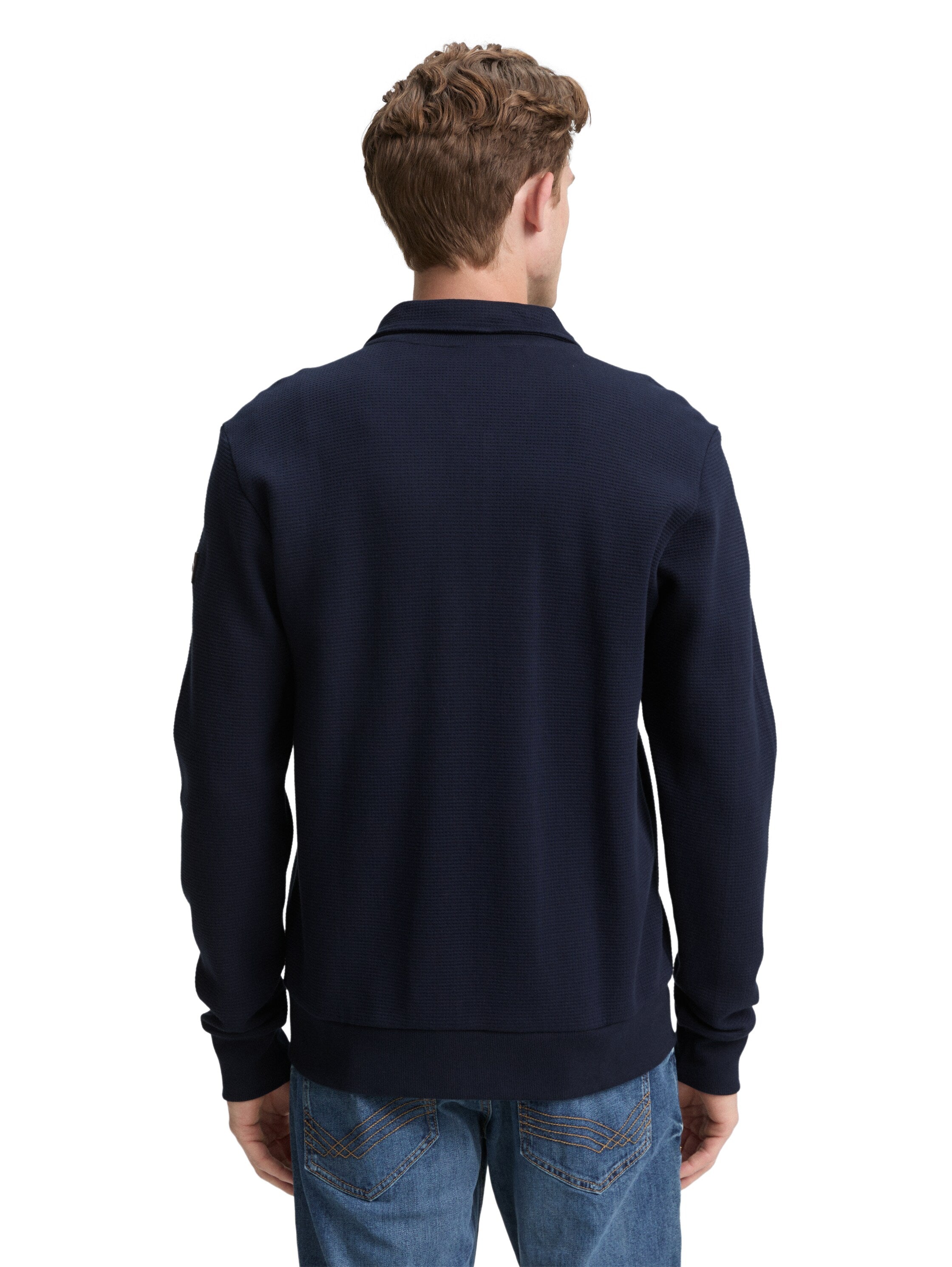Tom Tailor Navy Zippered Jacket With Stand Up Collar