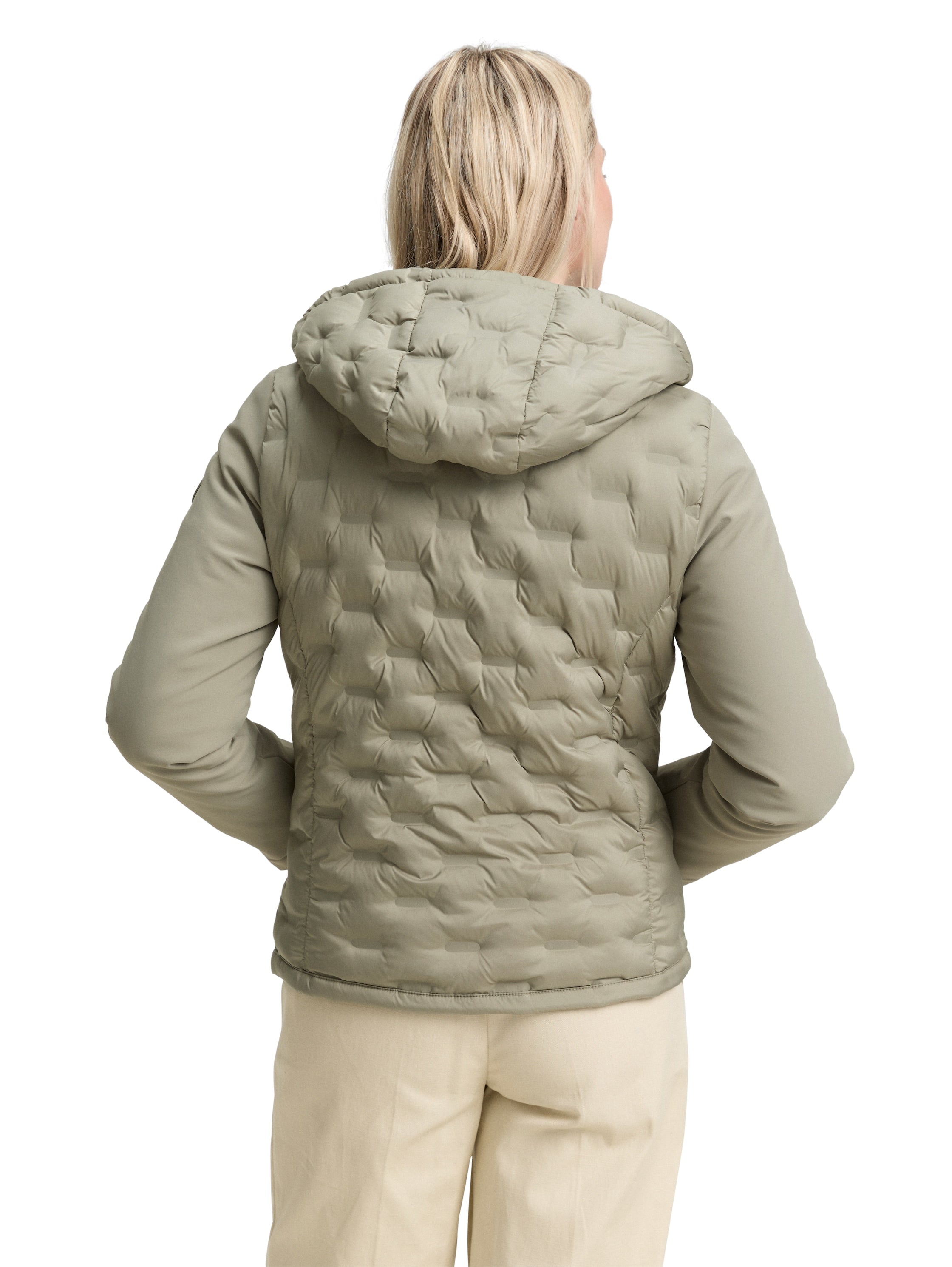 Tom Tailor Hybrid Quilted Smoke Olive Jacket With a Hood