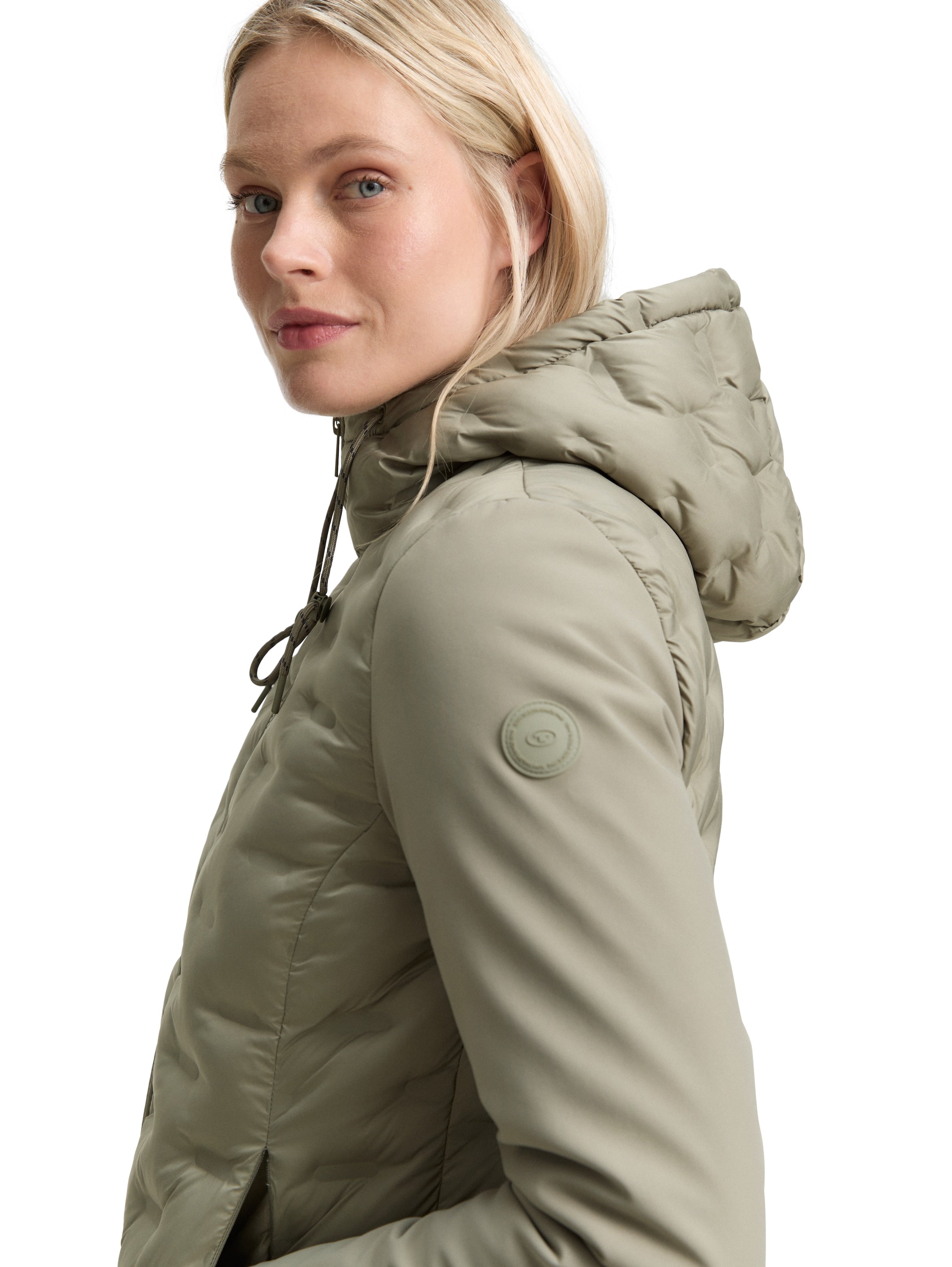 Tom Tailor Hybrid Quilted Smoke Olive Jacket With a Hood