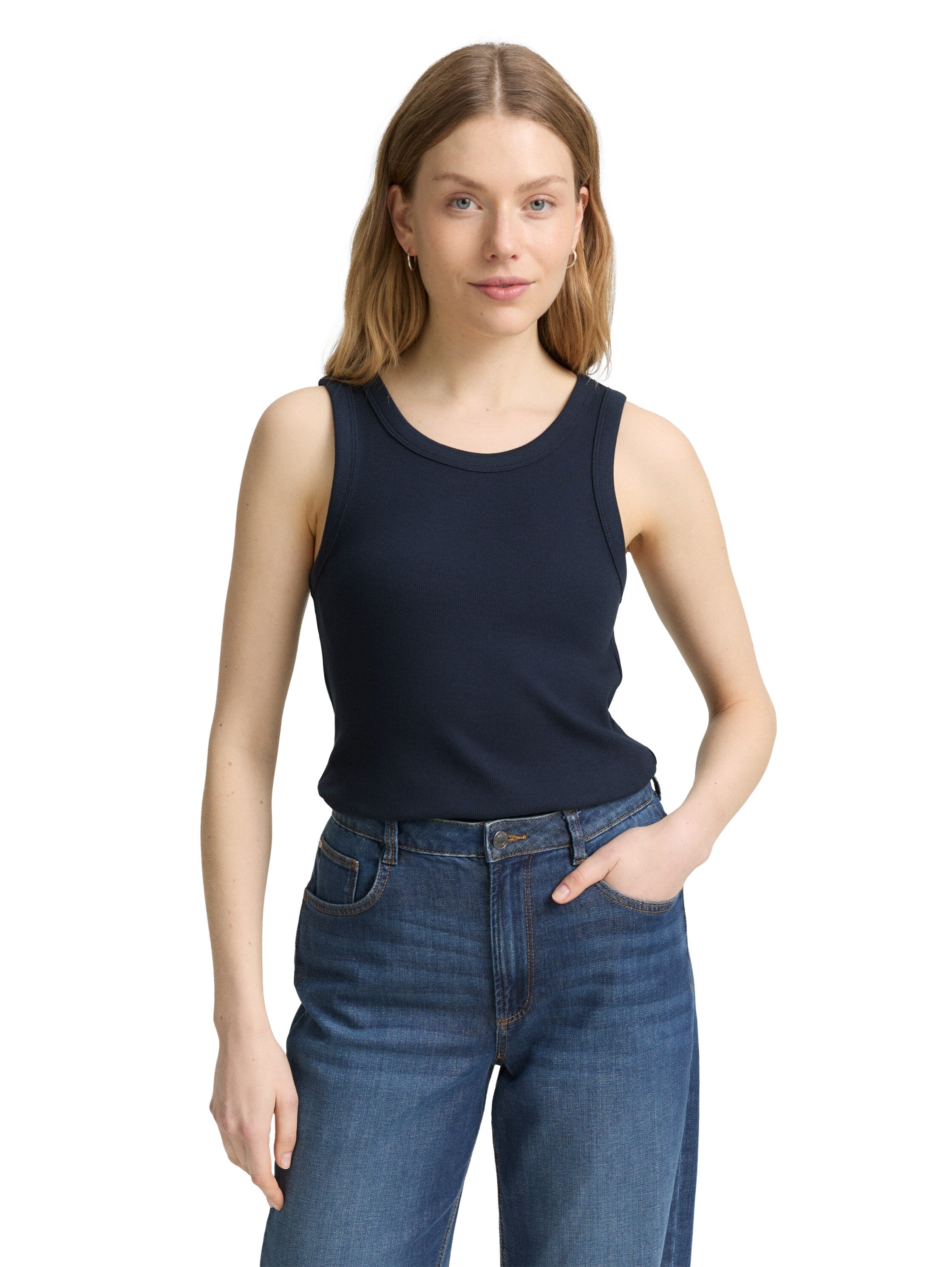Tom Tailor Navy Basic Ribbed T-shirt