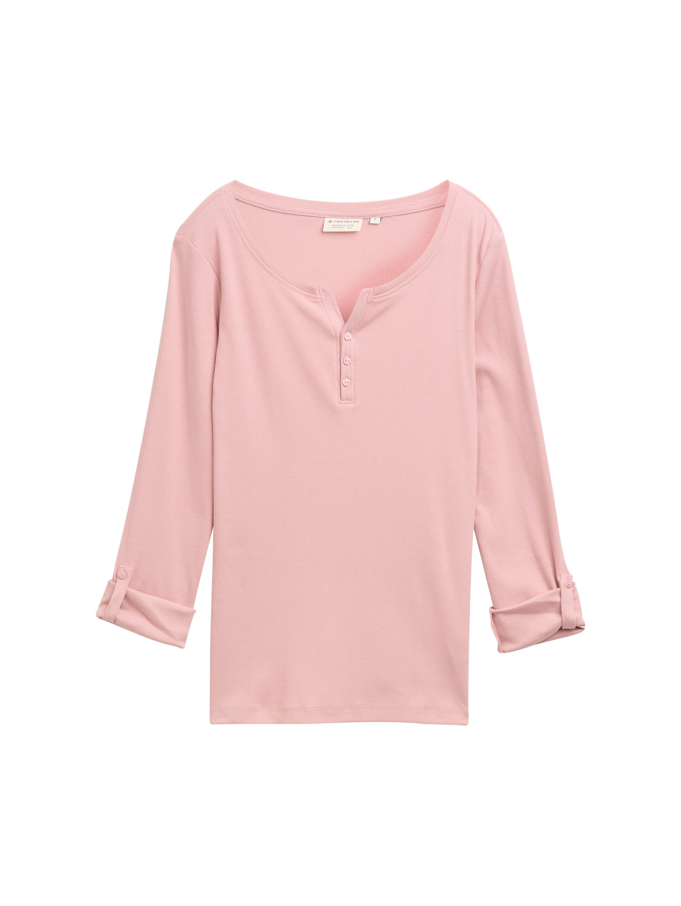 Tom Tailor Long Sleeved Light Pink Top With Three Button To Close