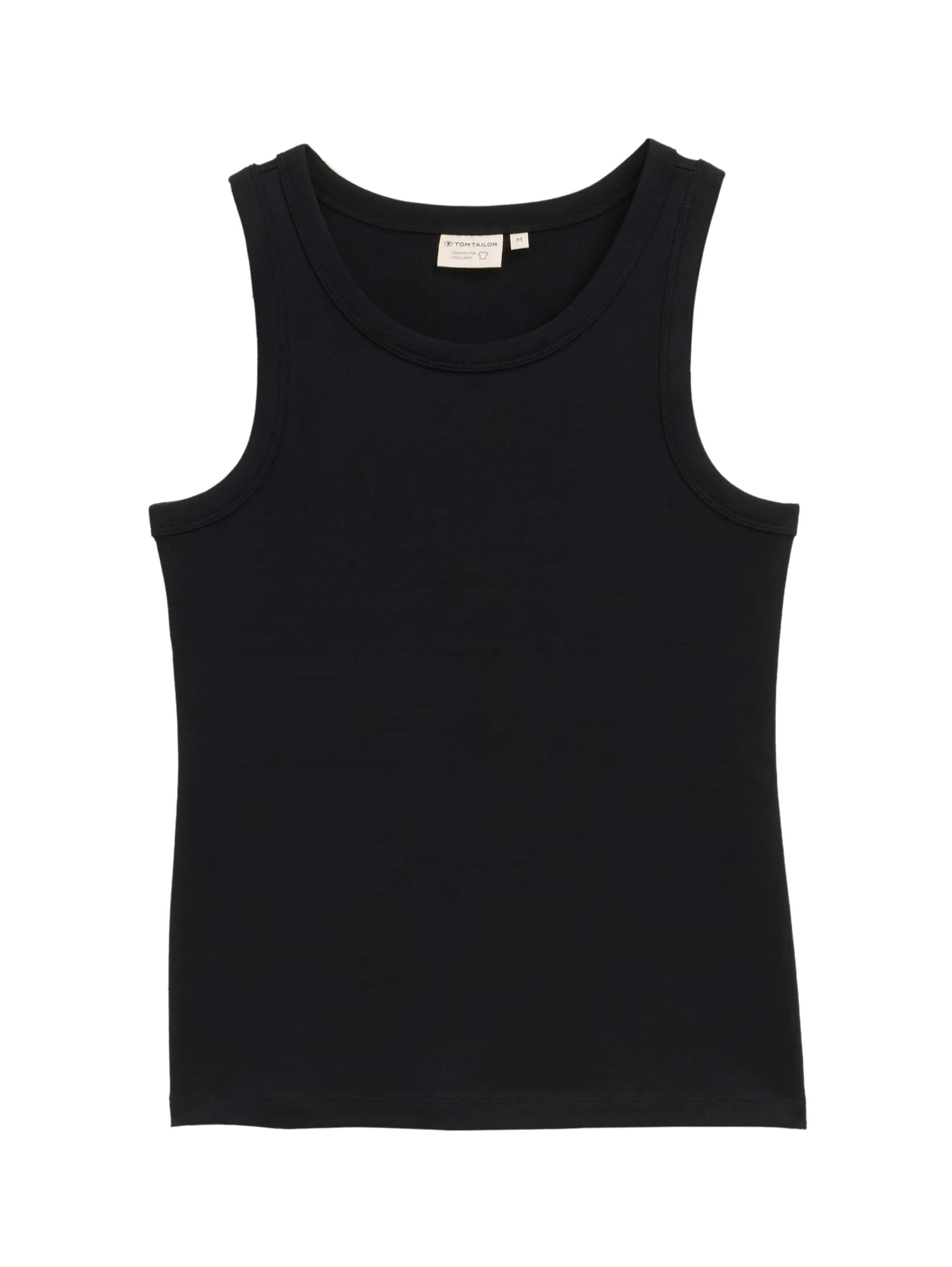 Tom Tailor Black Basic Ribbed T-shirt