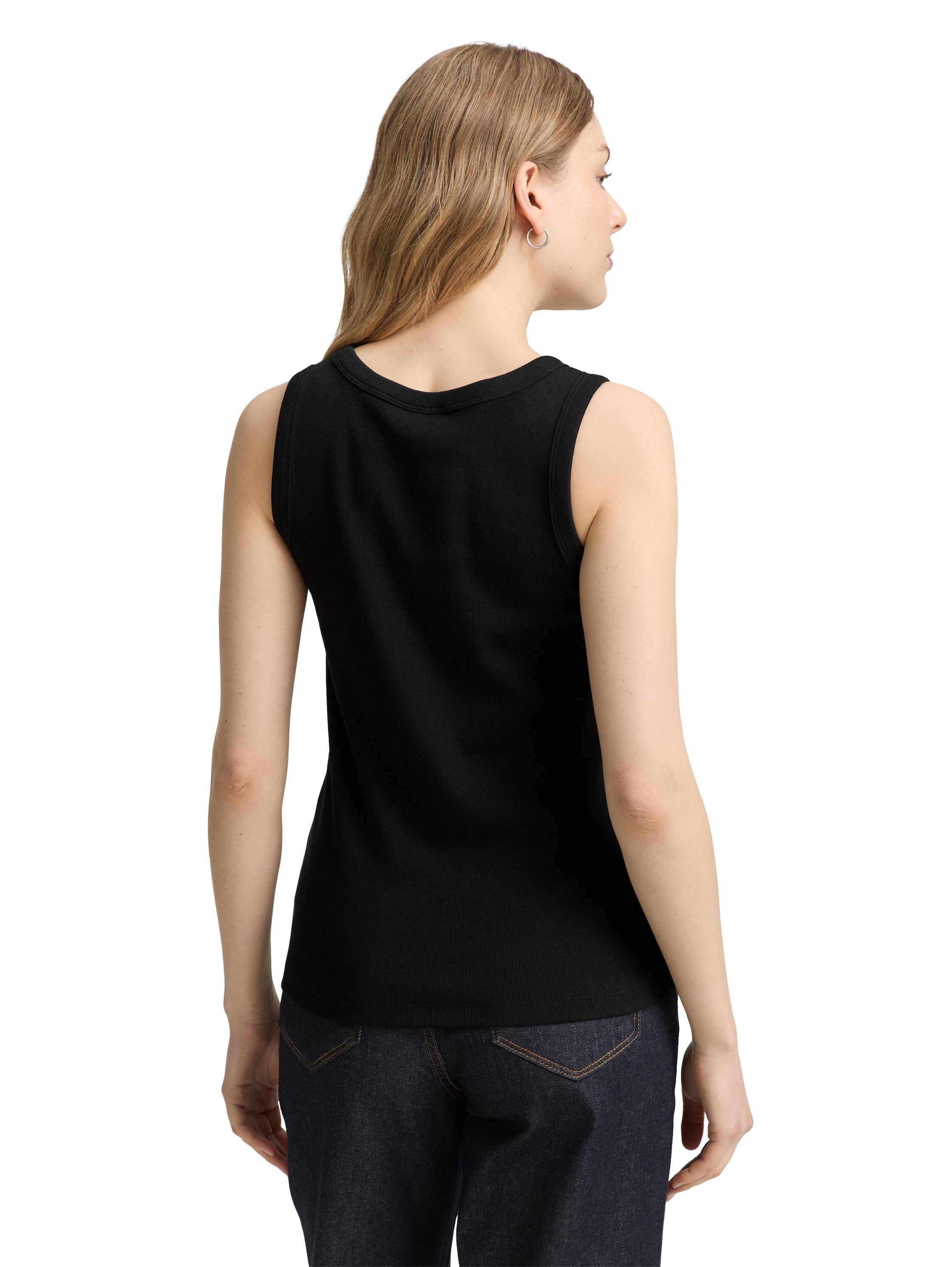 Tom Tailor Black Basic Ribbed T-shirt