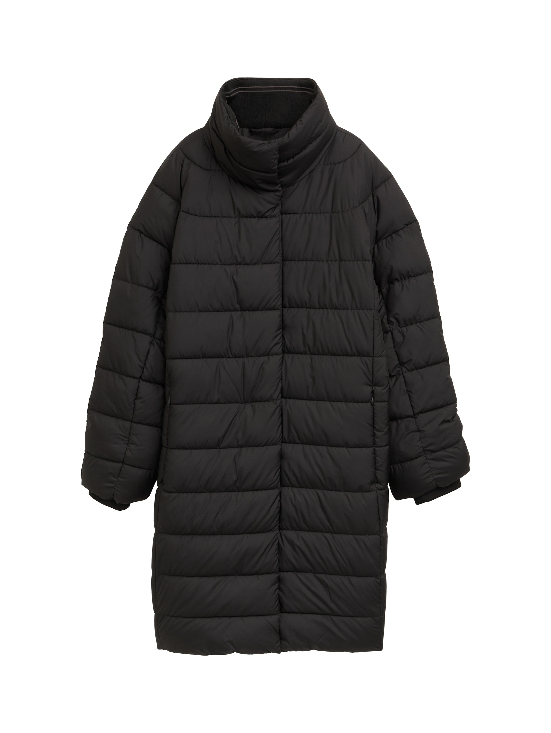 Tom Tailor Padded Puffer Zippered Black Coat