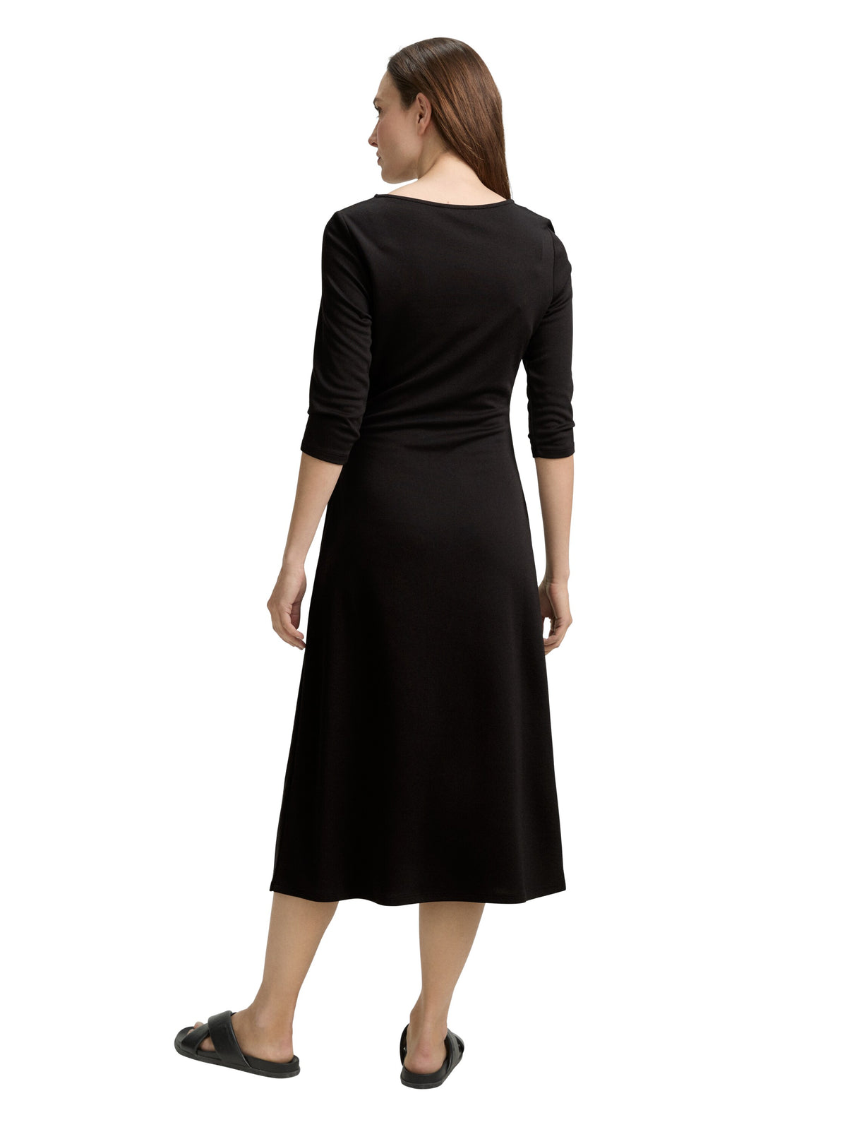 Tom Tailor Black Jersey Midi Dress With Knot Detail