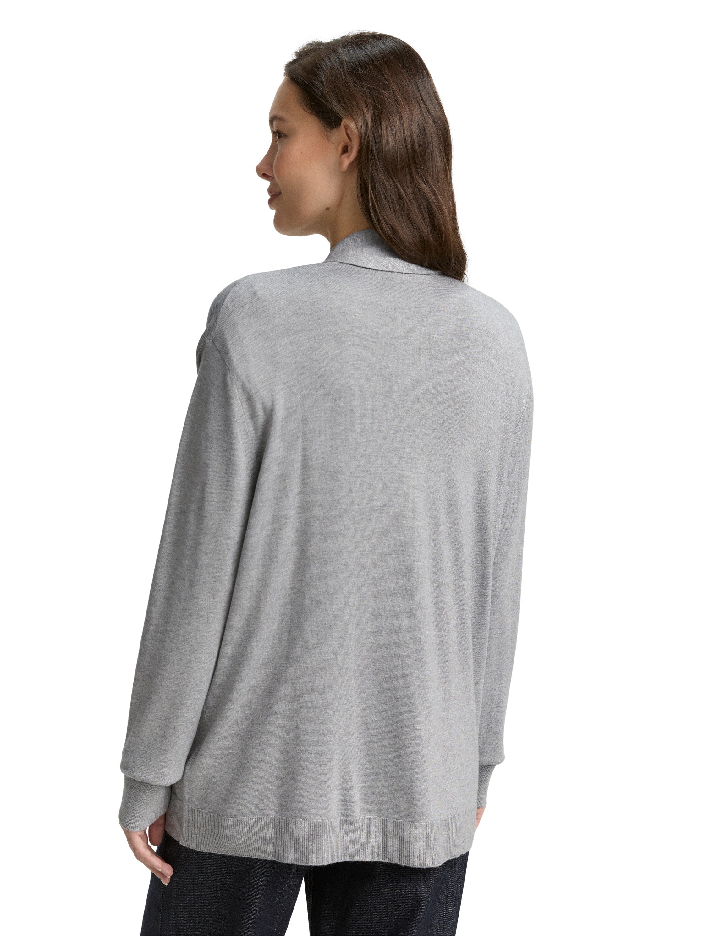 Tom Tailor Warm Grey Cardigan With Lapel Collar