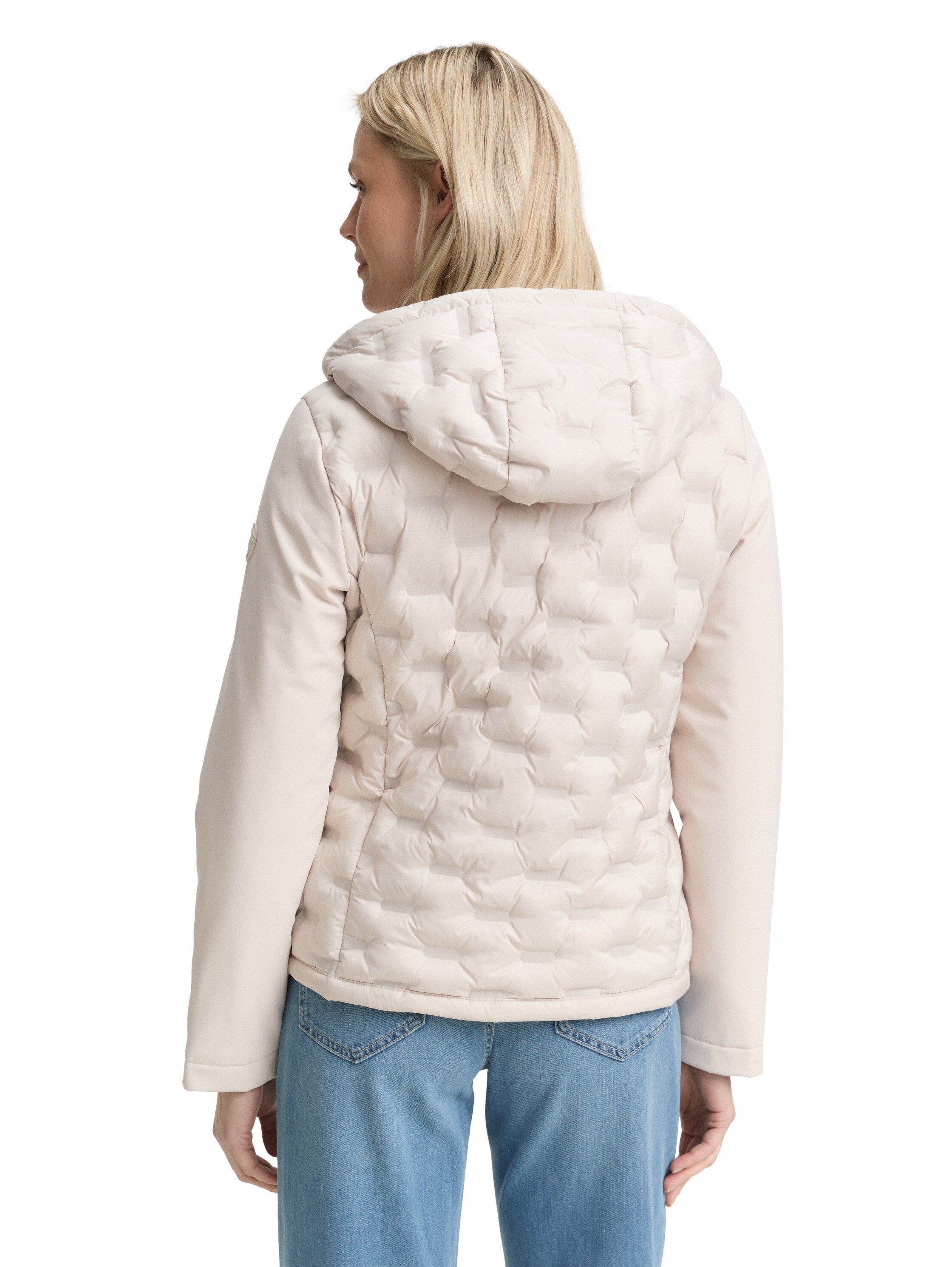 Tom Tailor Hybrid Quilted Jacket Offwhite With a Hood