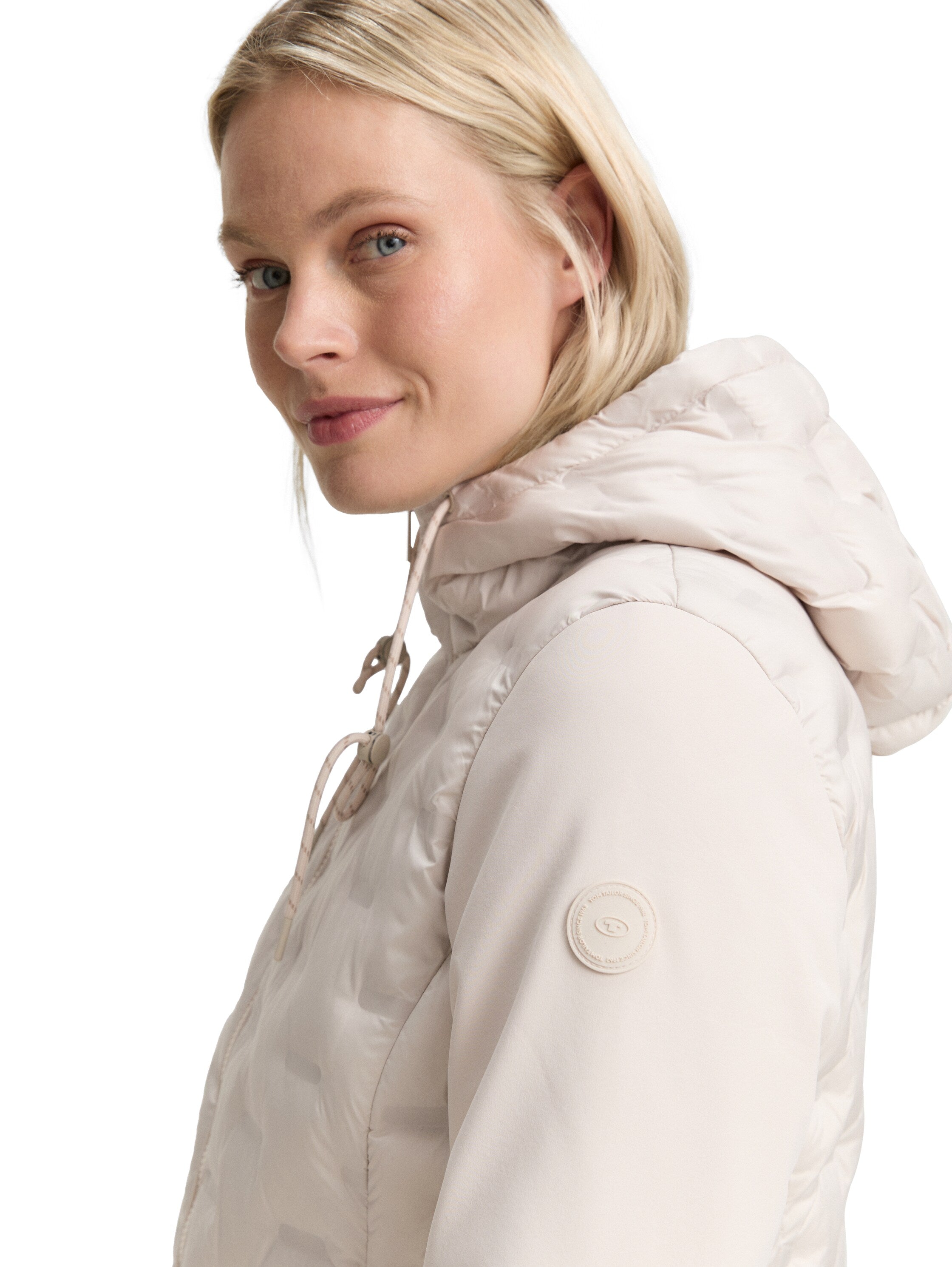 Tom Tailor Hybrid Quilted Jacket Offwhite With a Hood