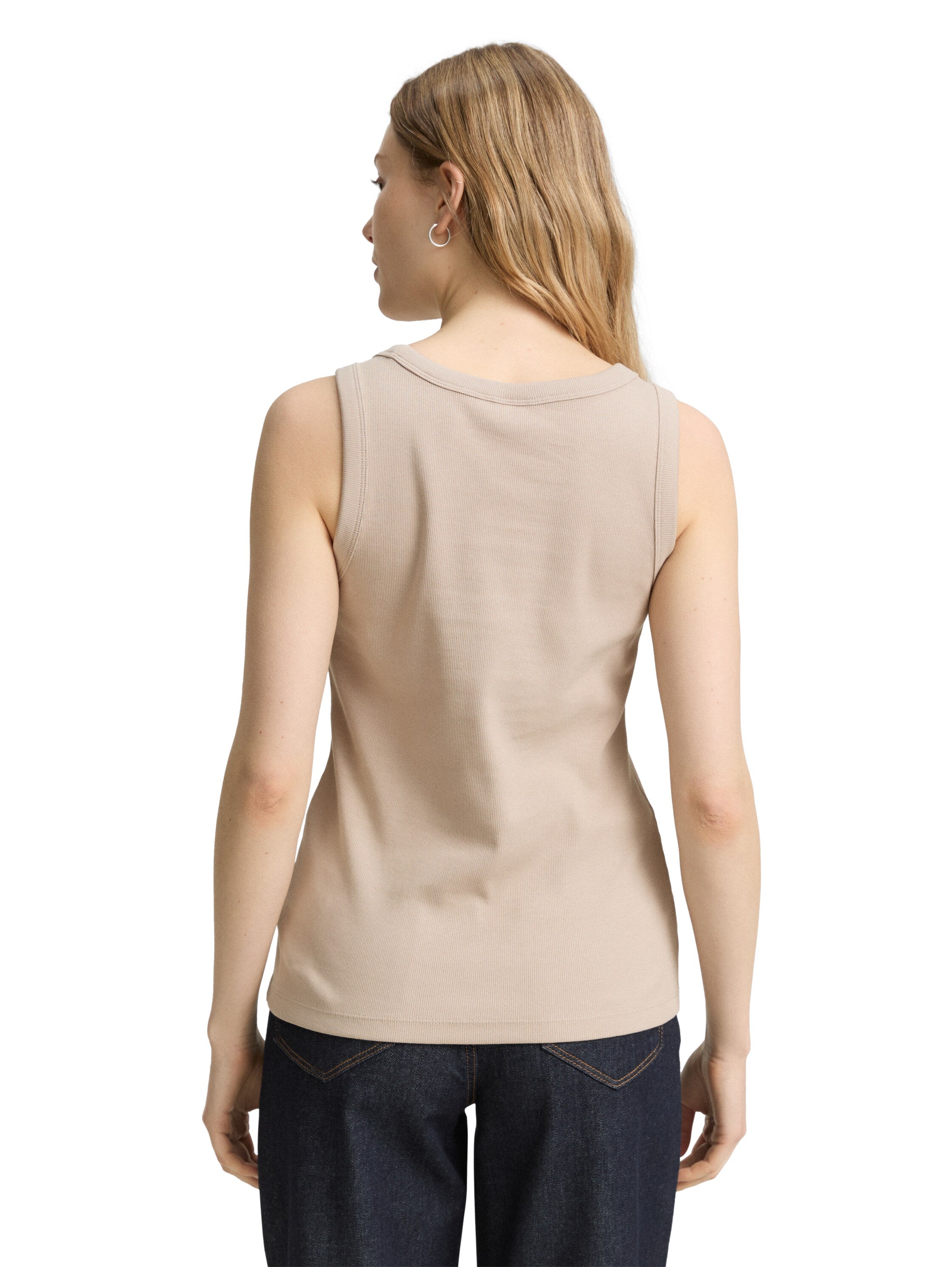 Tom Tailor Soft Taupe Grey Basic Ribbed T-shirt