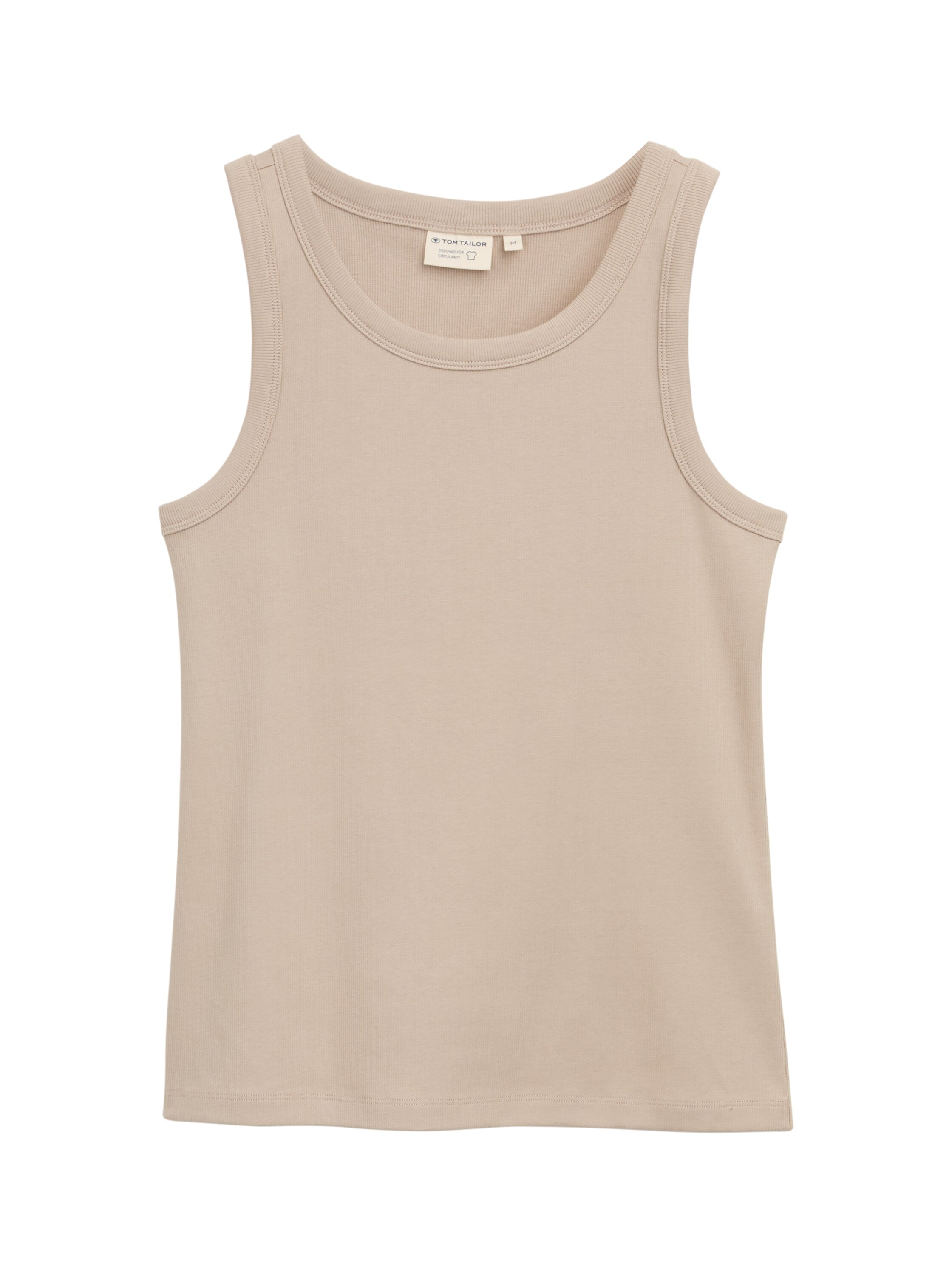 Tom Tailor Soft Taupe Grey Basic Ribbed T-shirt