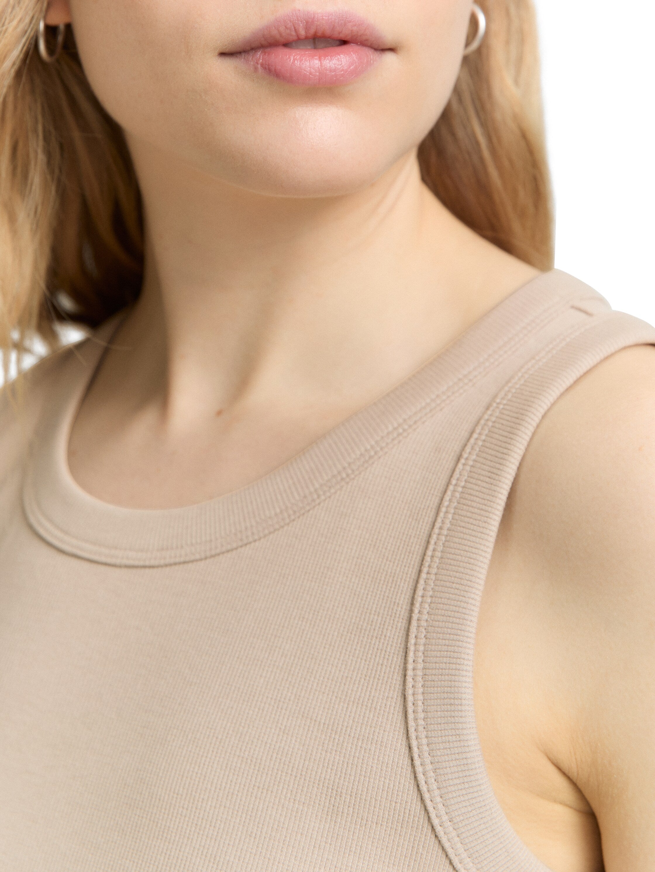 Tom Tailor Soft Taupe Grey Basic Ribbed T-shirt