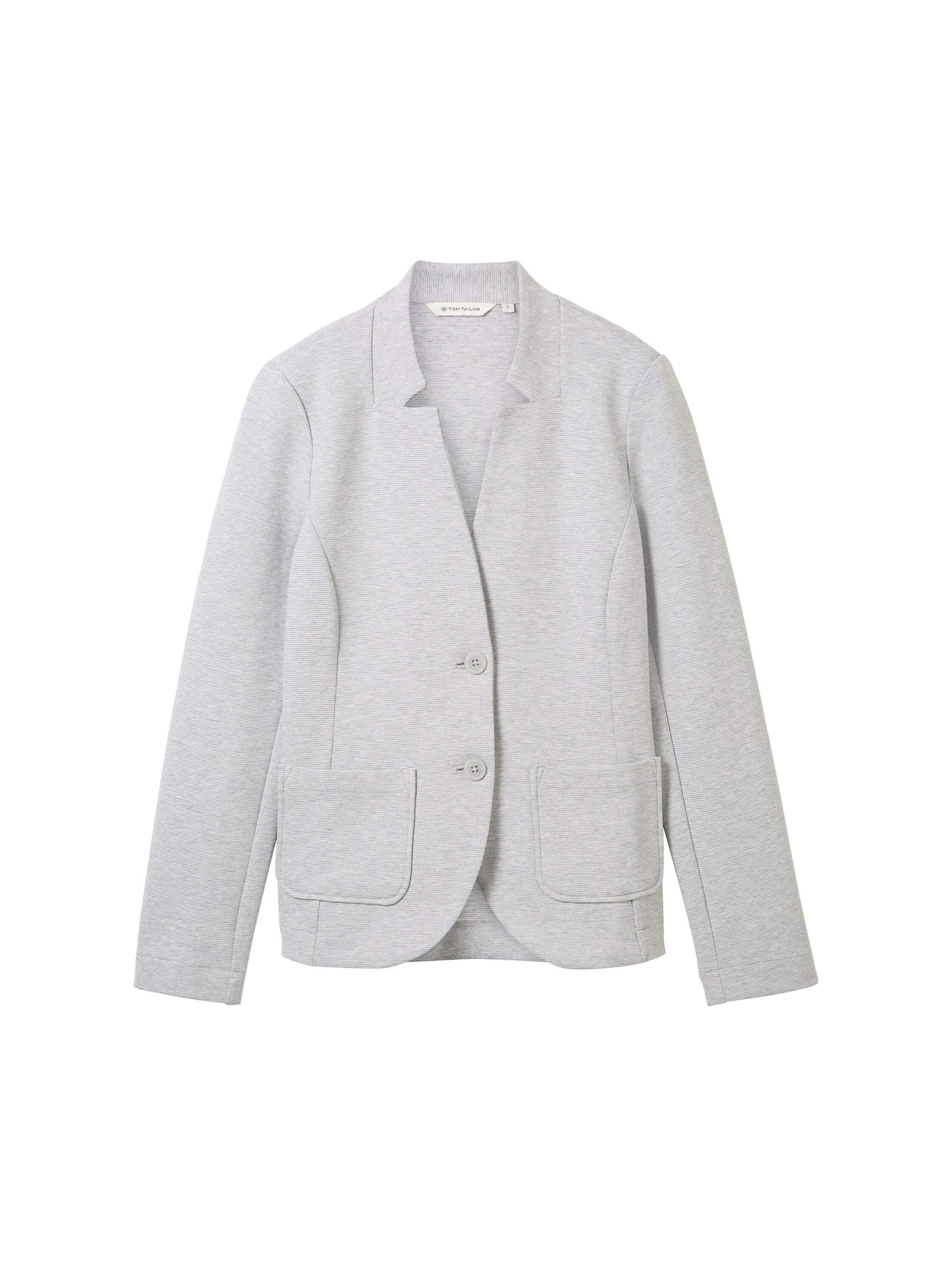 Tom Tailor Slim Fit Light Grey Blazer With Ottoman Texture