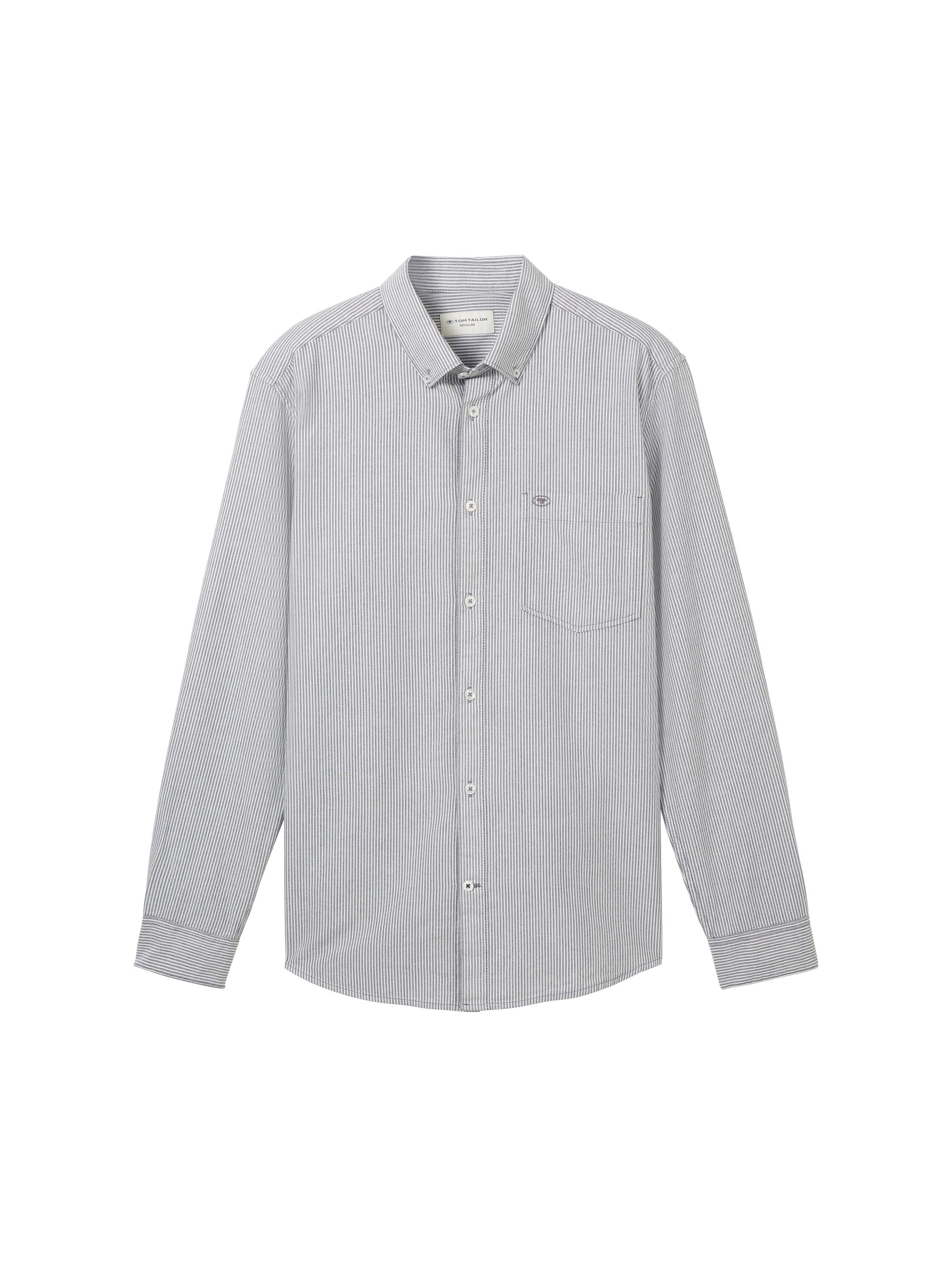 Tom Tailor Regular Fit White With Navy Stripe Shirt with Breast Pocket
