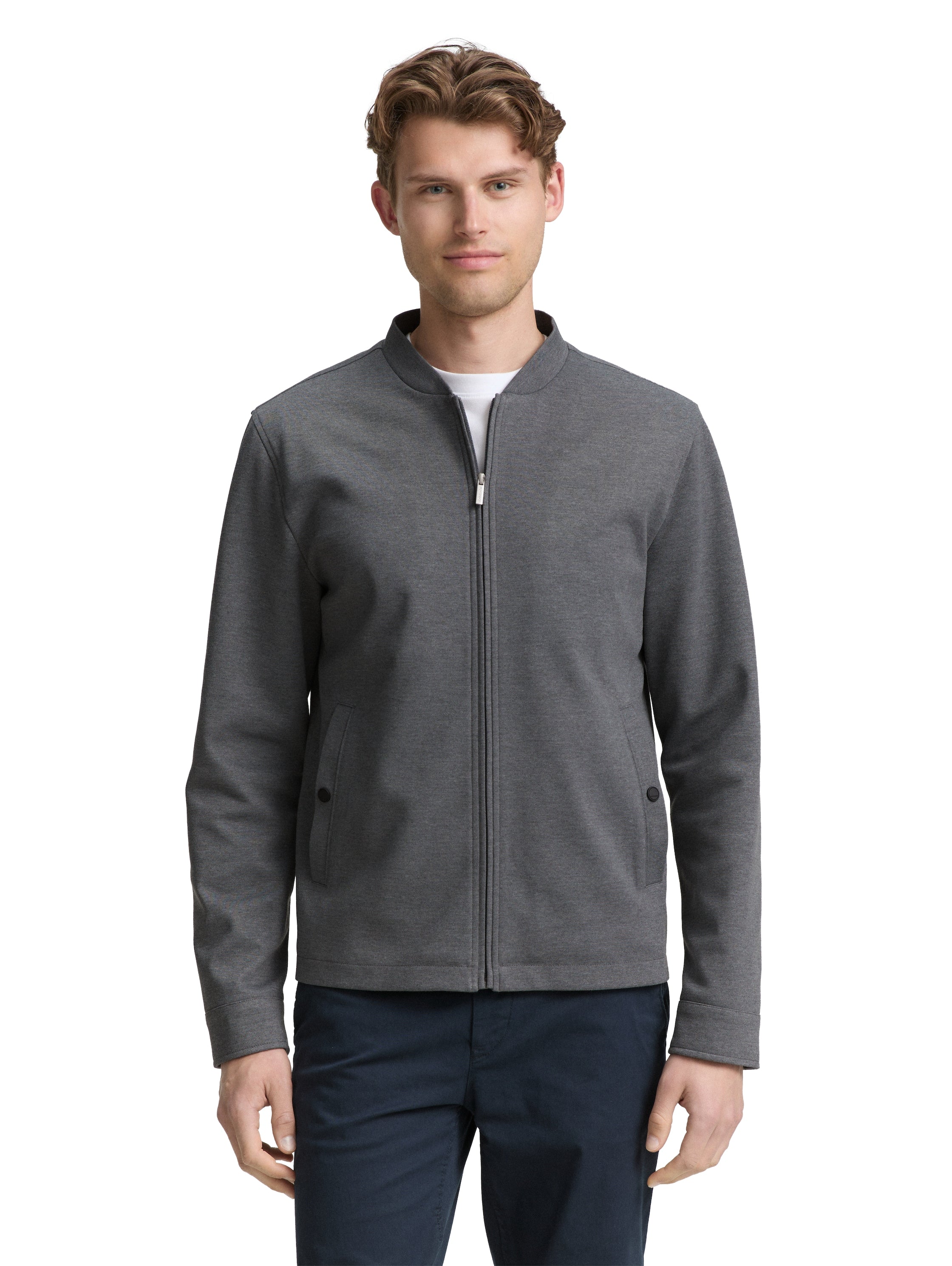 Tom Tailor Grey Jacket With Bomber Collar