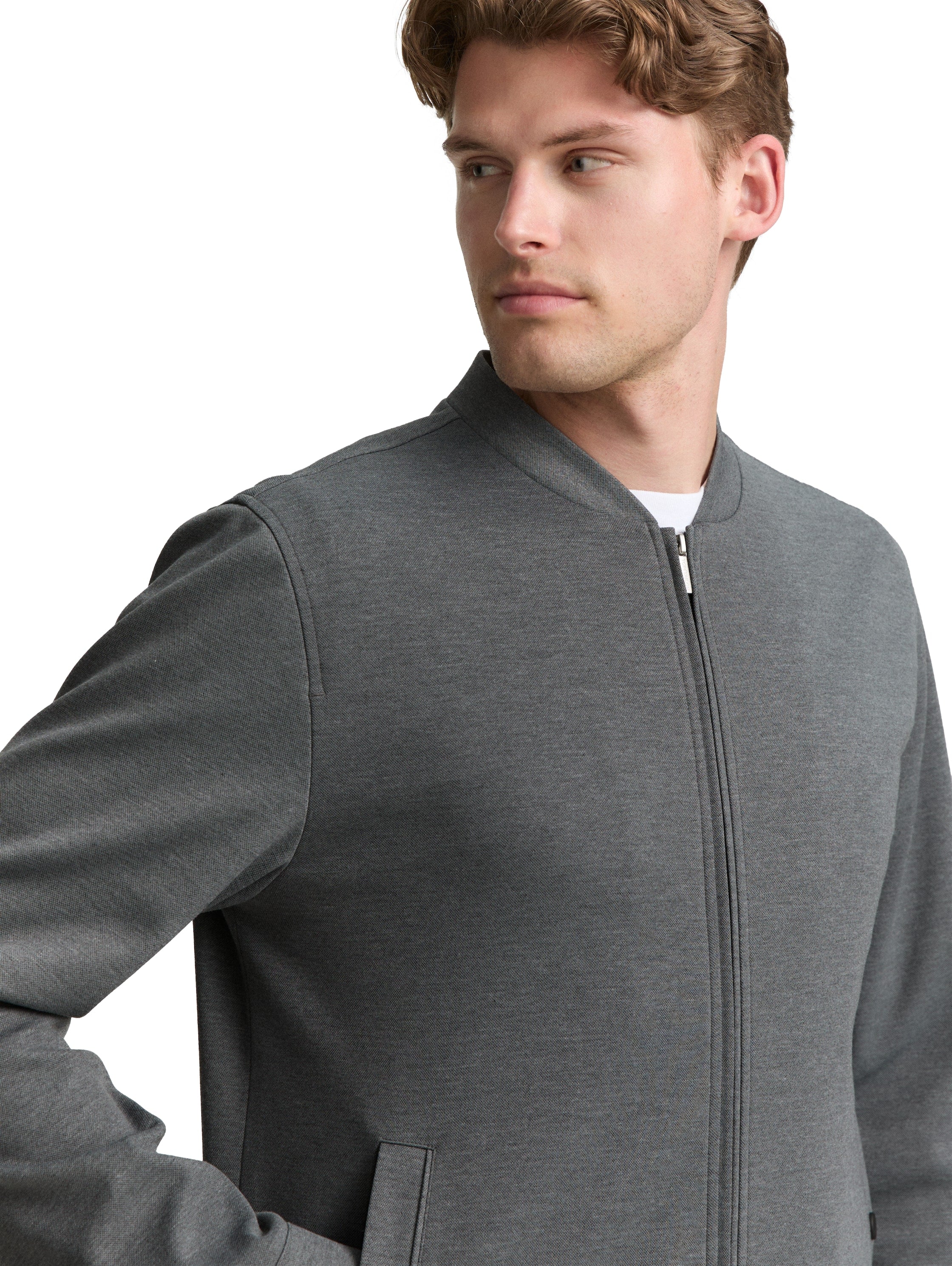 Tom Tailor Grey Jacket With Bomber Collar