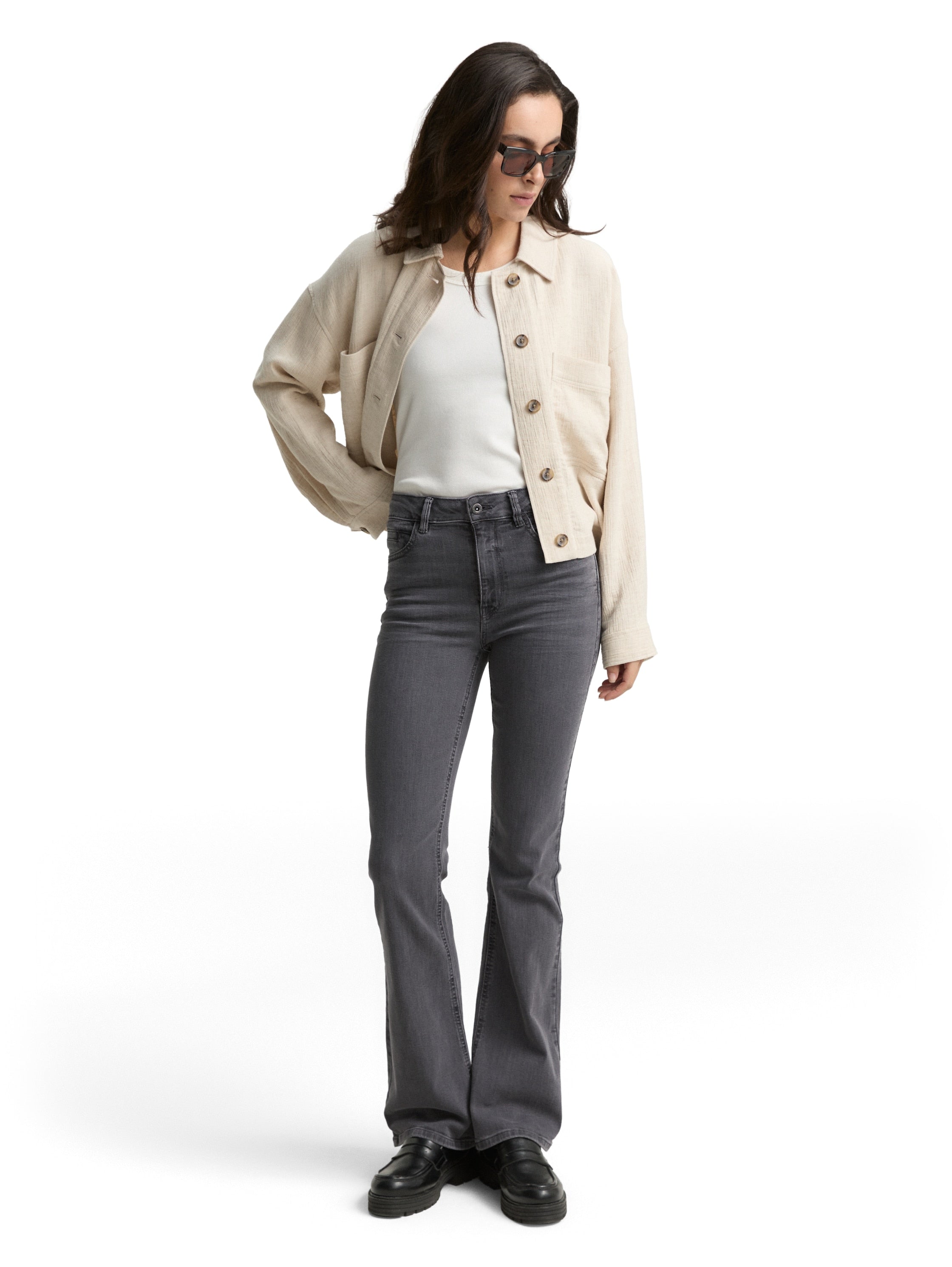 Tom Tailor Boot Cut Grey Denim Jeans With Stretch