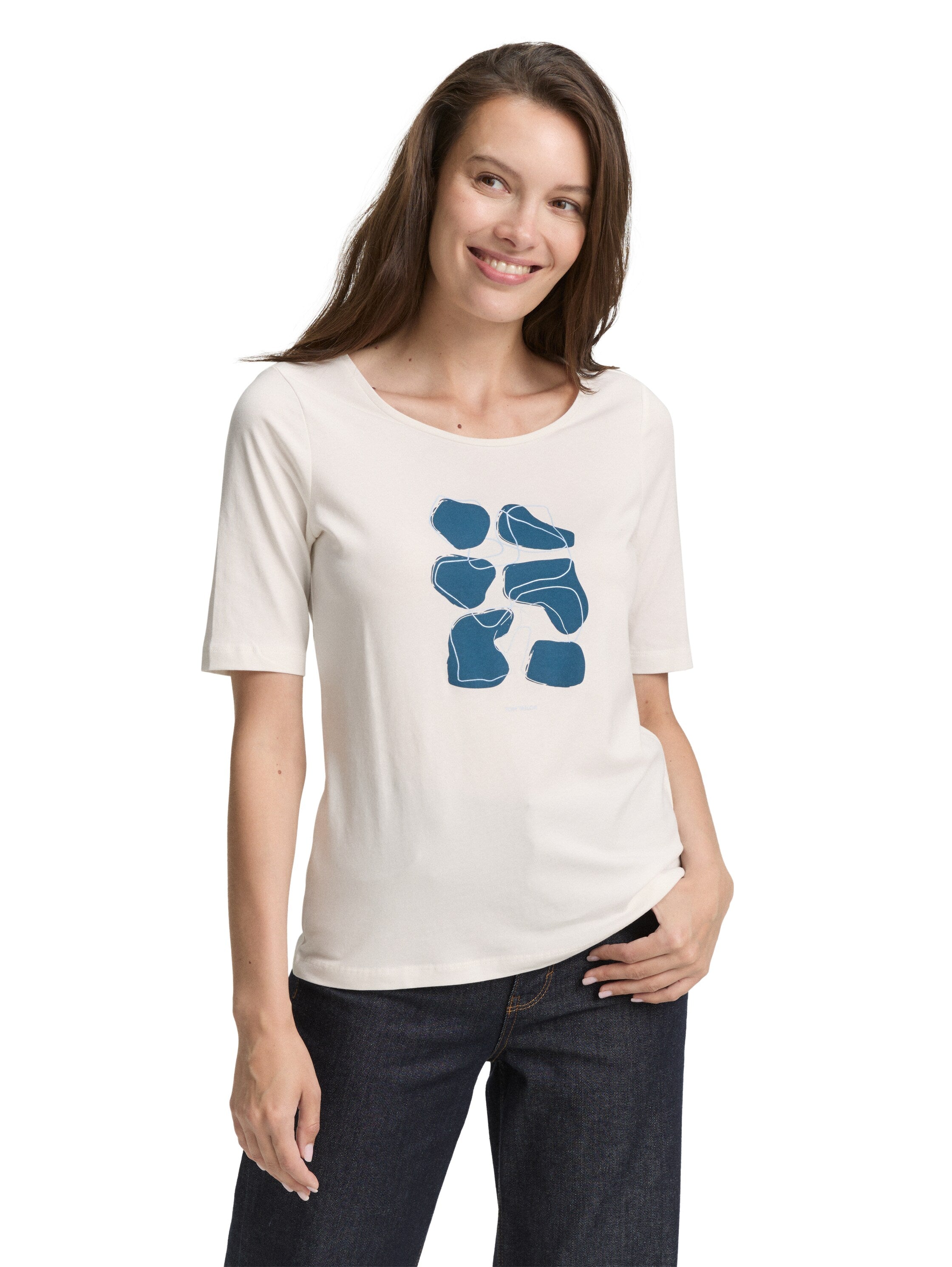 Tom Tailor Off White T-shirt With A Print