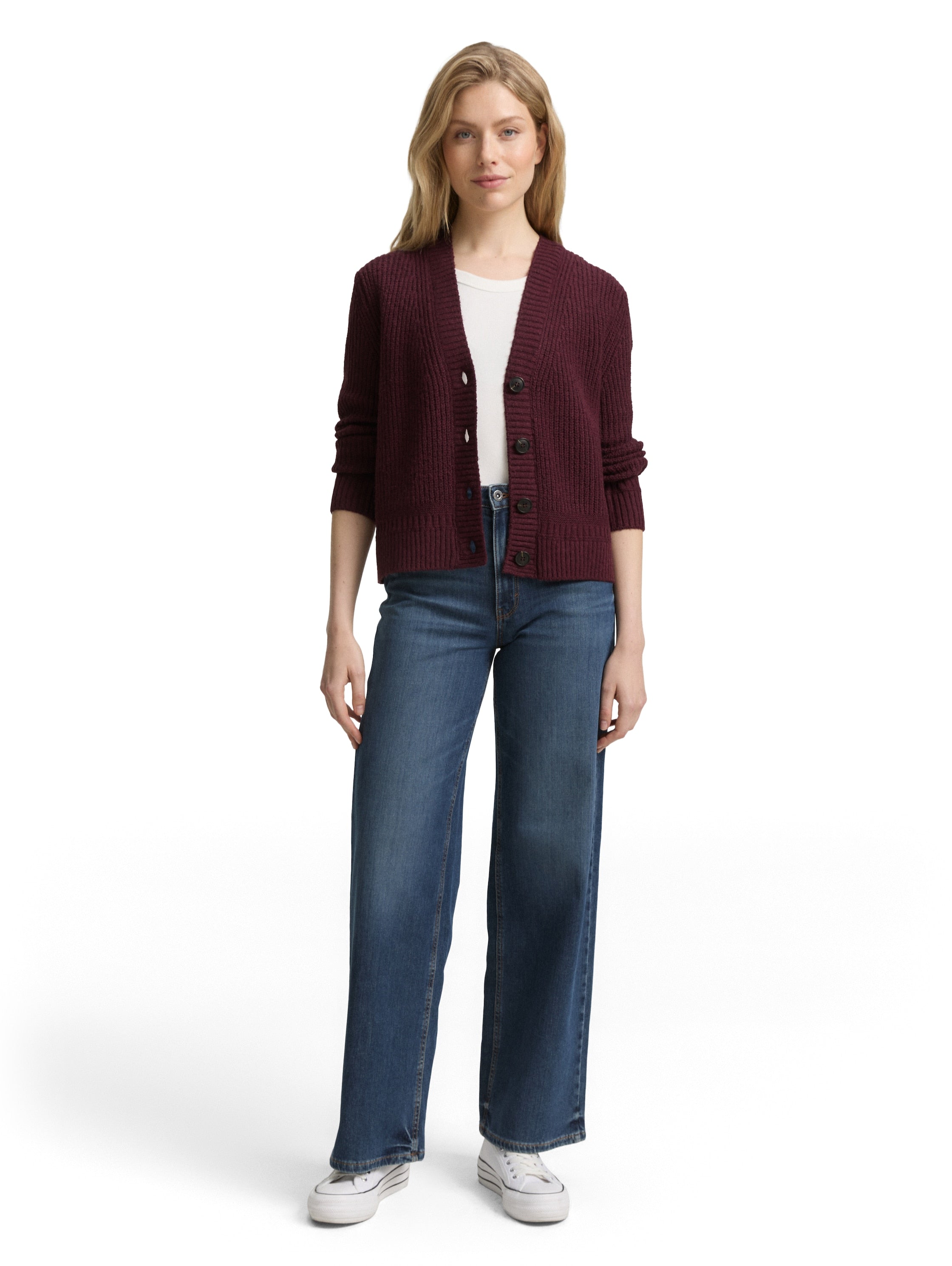 Tom Tailor Bordo Cardigan With Button To Close