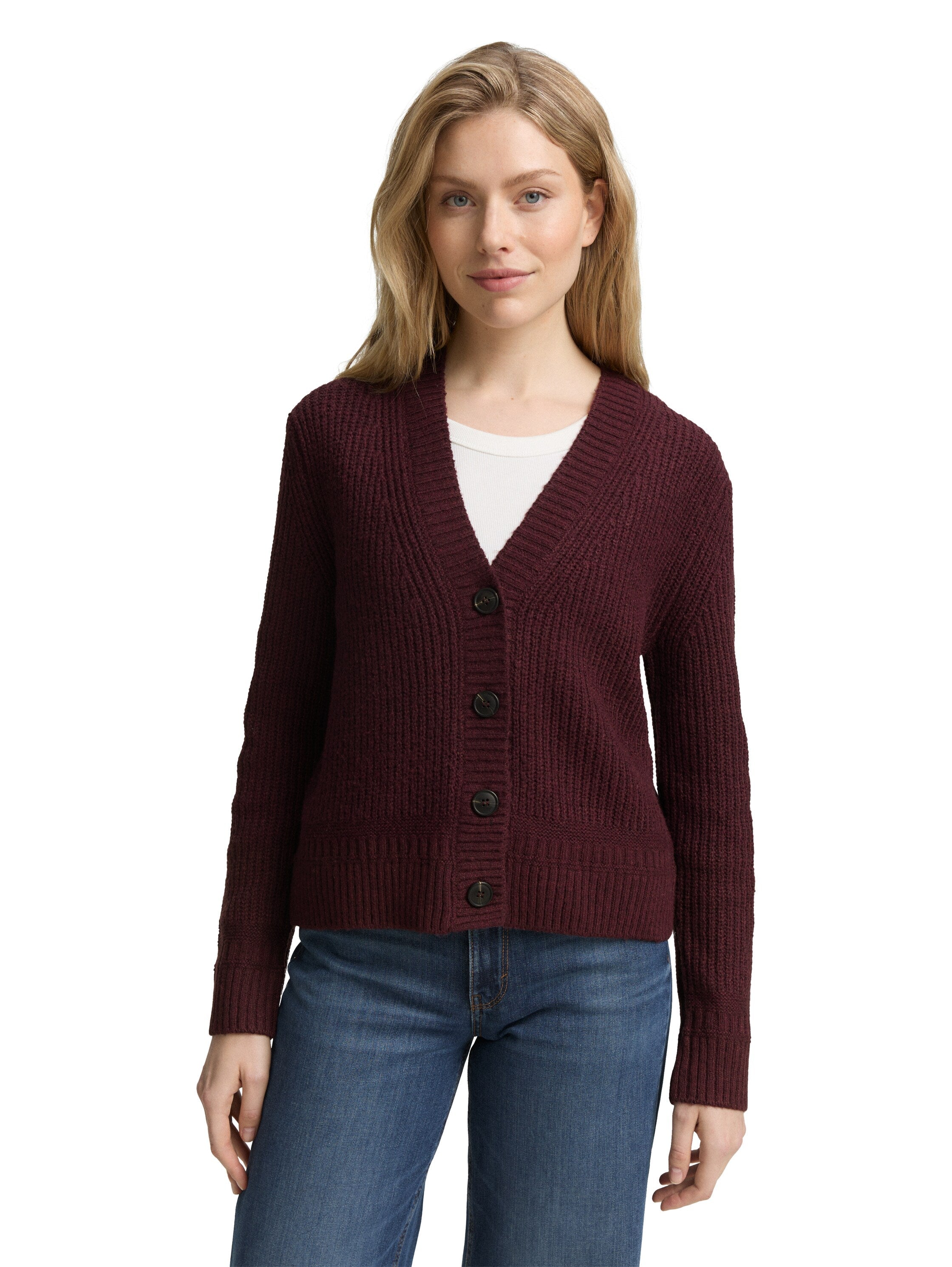 Tom Tailor Bordo Cardigan With Button To Close