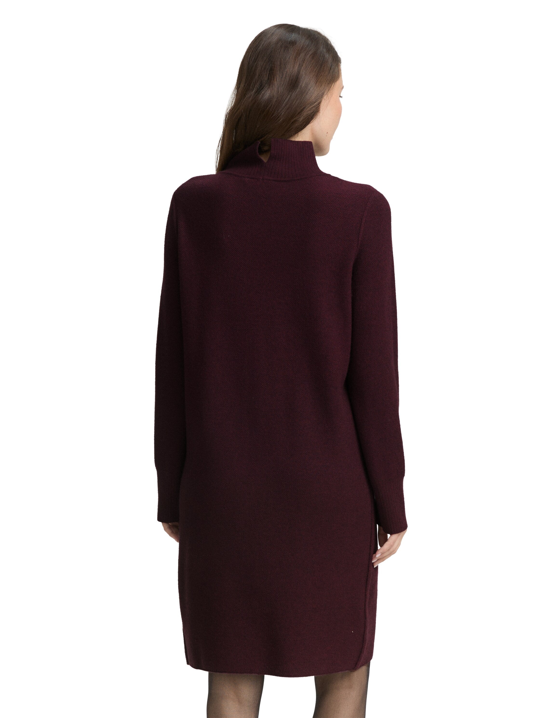 Tom Tailor Knit Bordo Dress With Stand up Collar