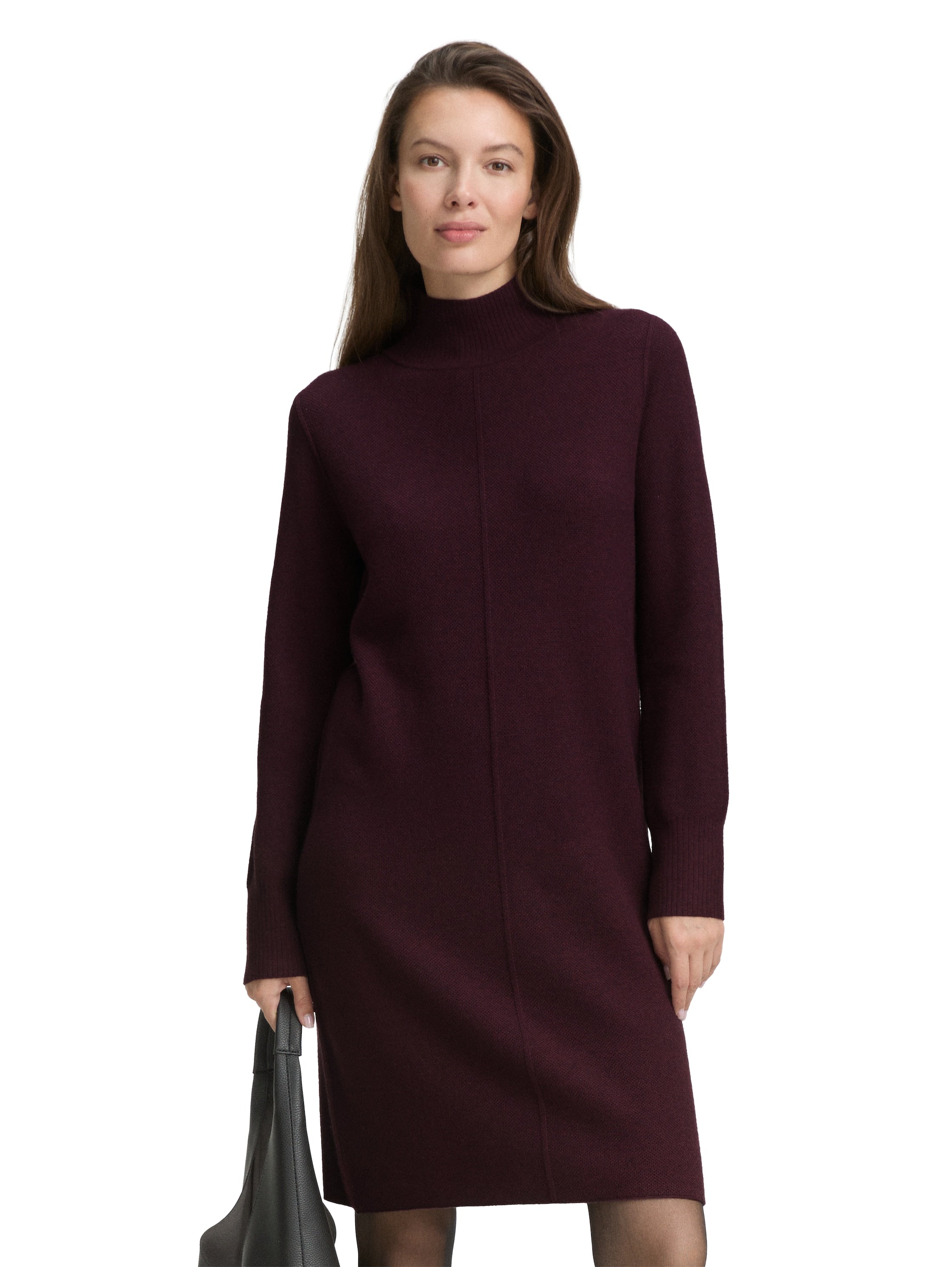 Tom Tailor Knit Bordo Dress With Stand up Collar