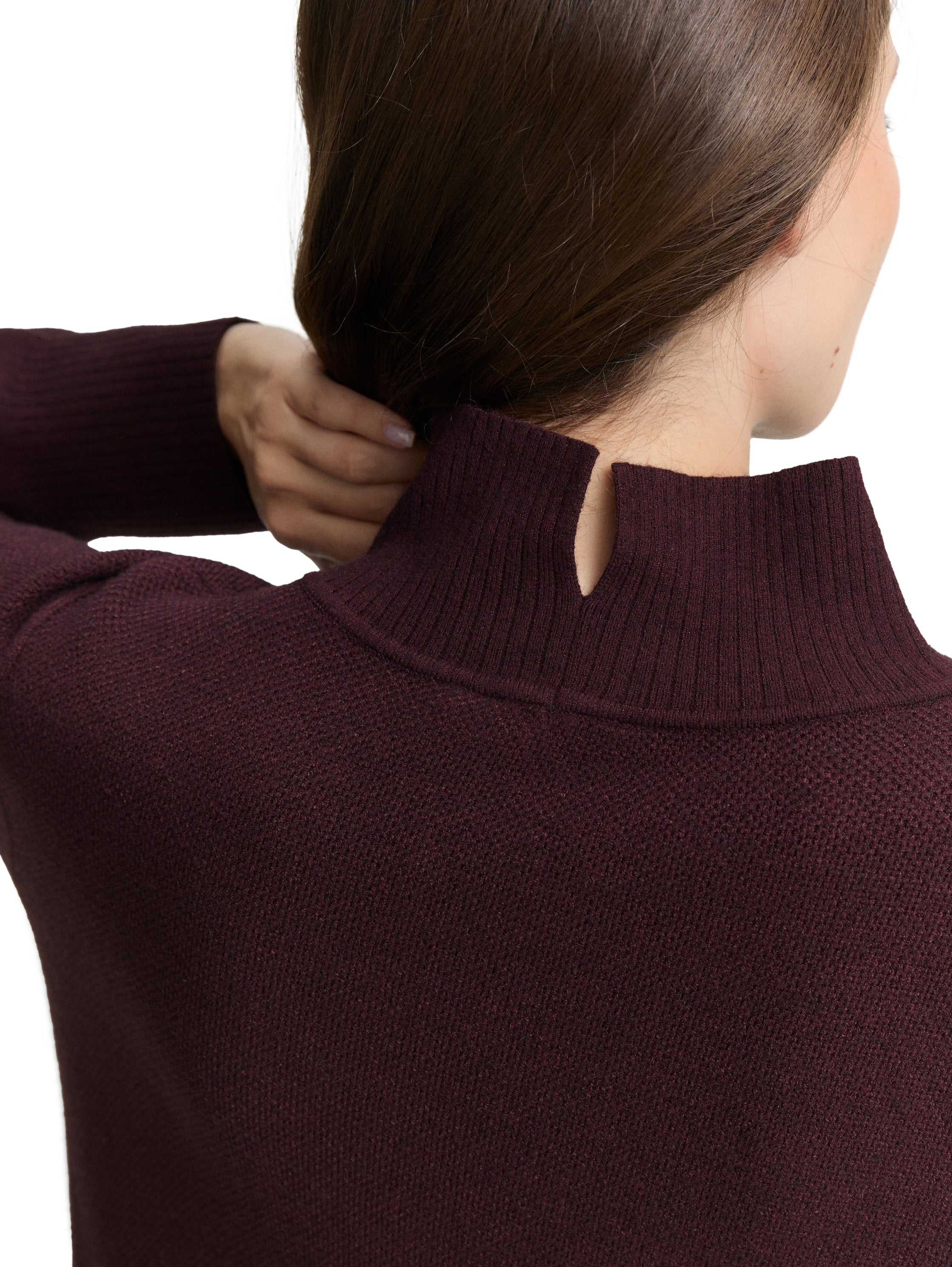 Tom Tailor Knit Bordo Dress With Stand up Collar