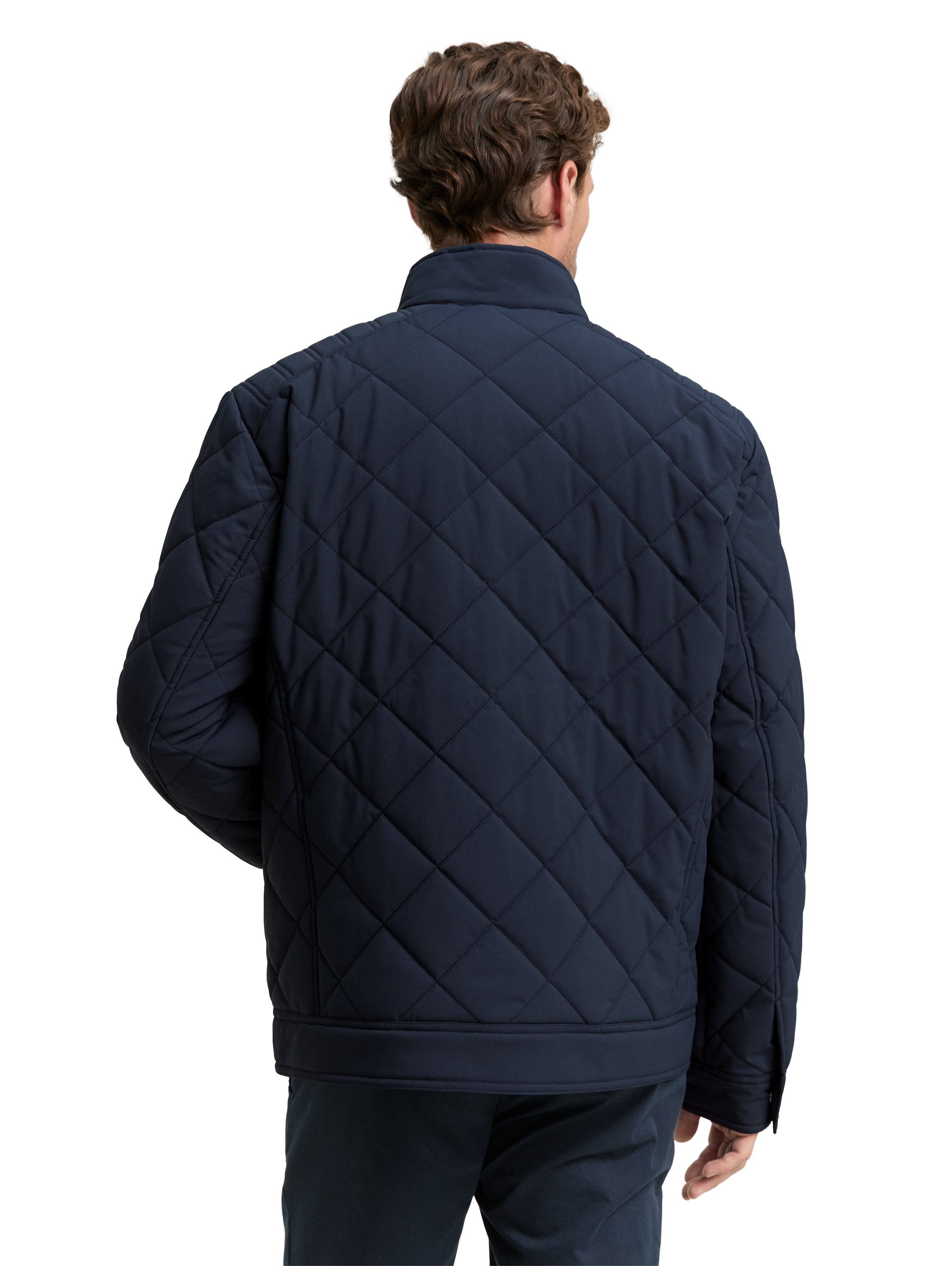 Tom Tailor Navy Padded Zippered Jacket Stand up Collar