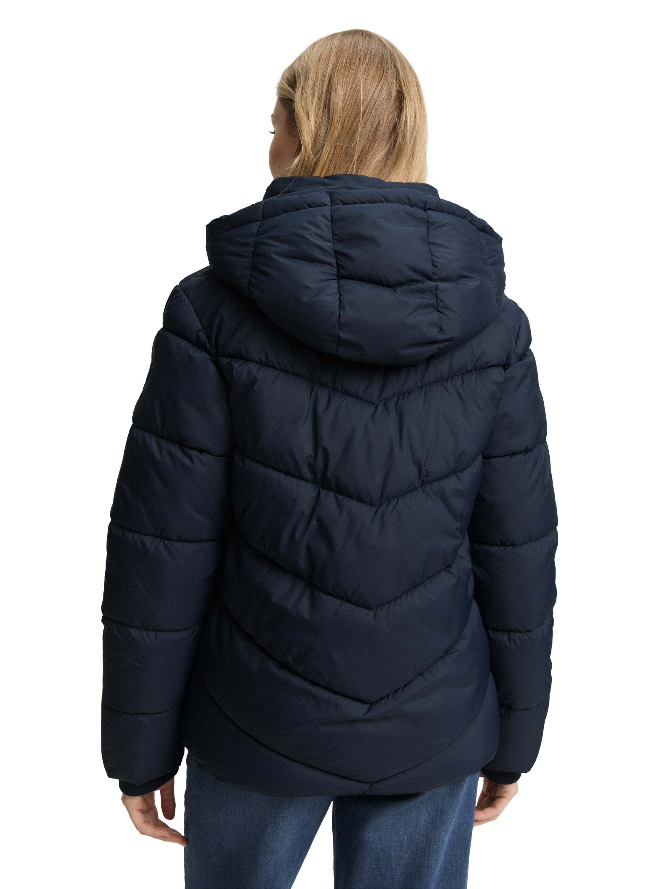 Tom Tailor Puffer Padded Navy Jacket With Zipper To Close