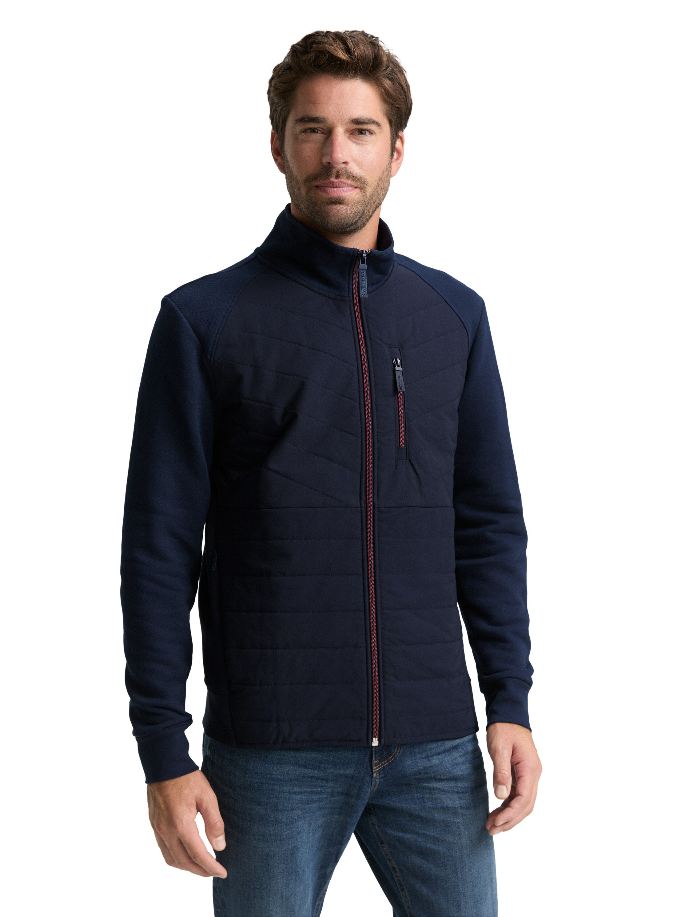 Tom Tailor Navy Quilted Jacket With Zipper To Close