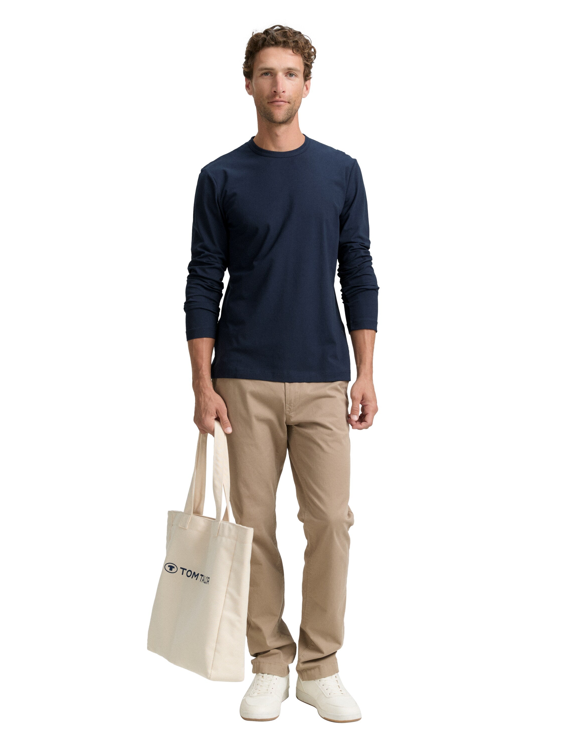 Tom Tailor Slim Fit Long Sleeve Navy T-Shirt with Stretch