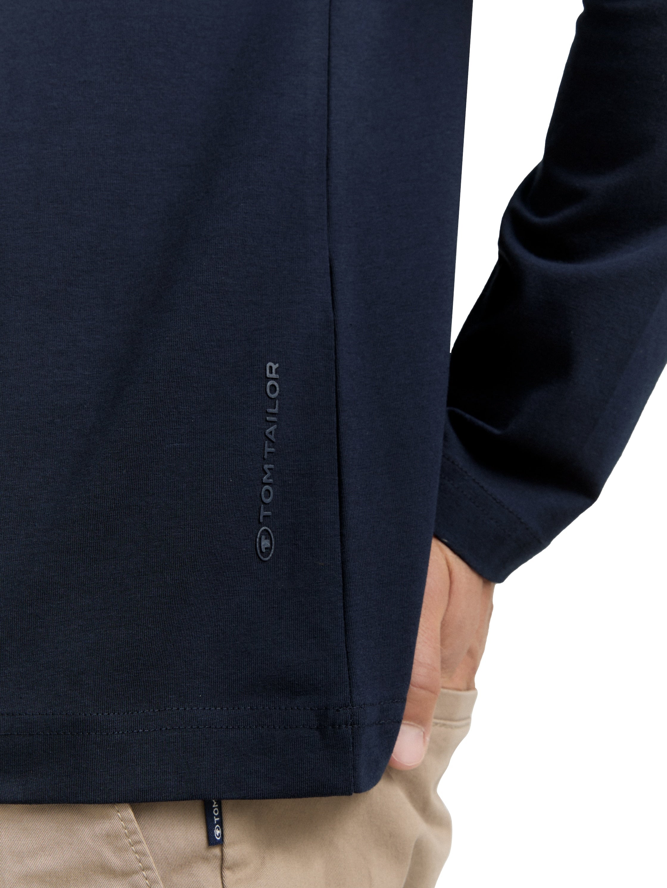 Tom Tailor Slim Fit Long Sleeve Navy T-Shirt with Stretch