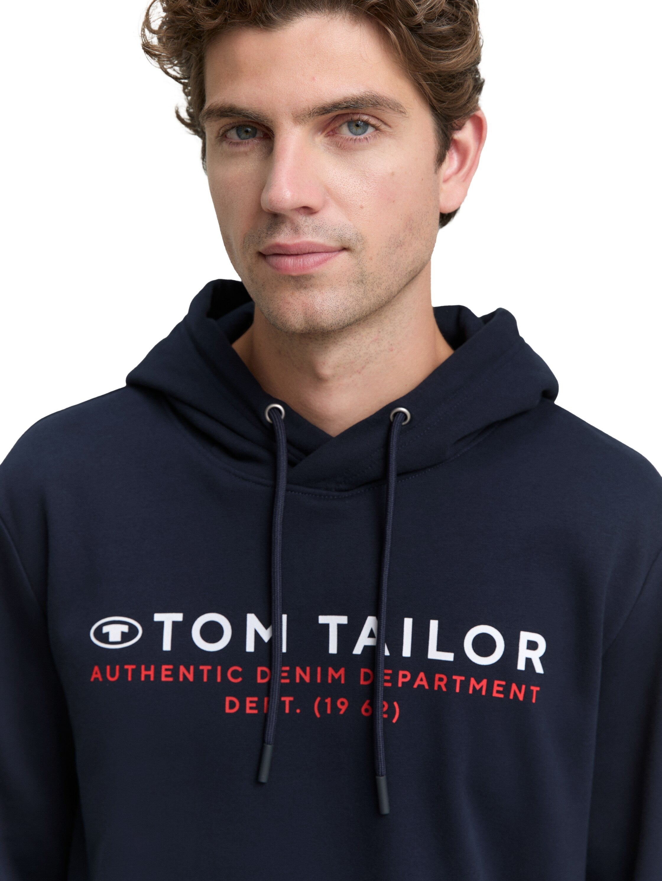 Tom Tailor Navy Hoodie with Logo Print