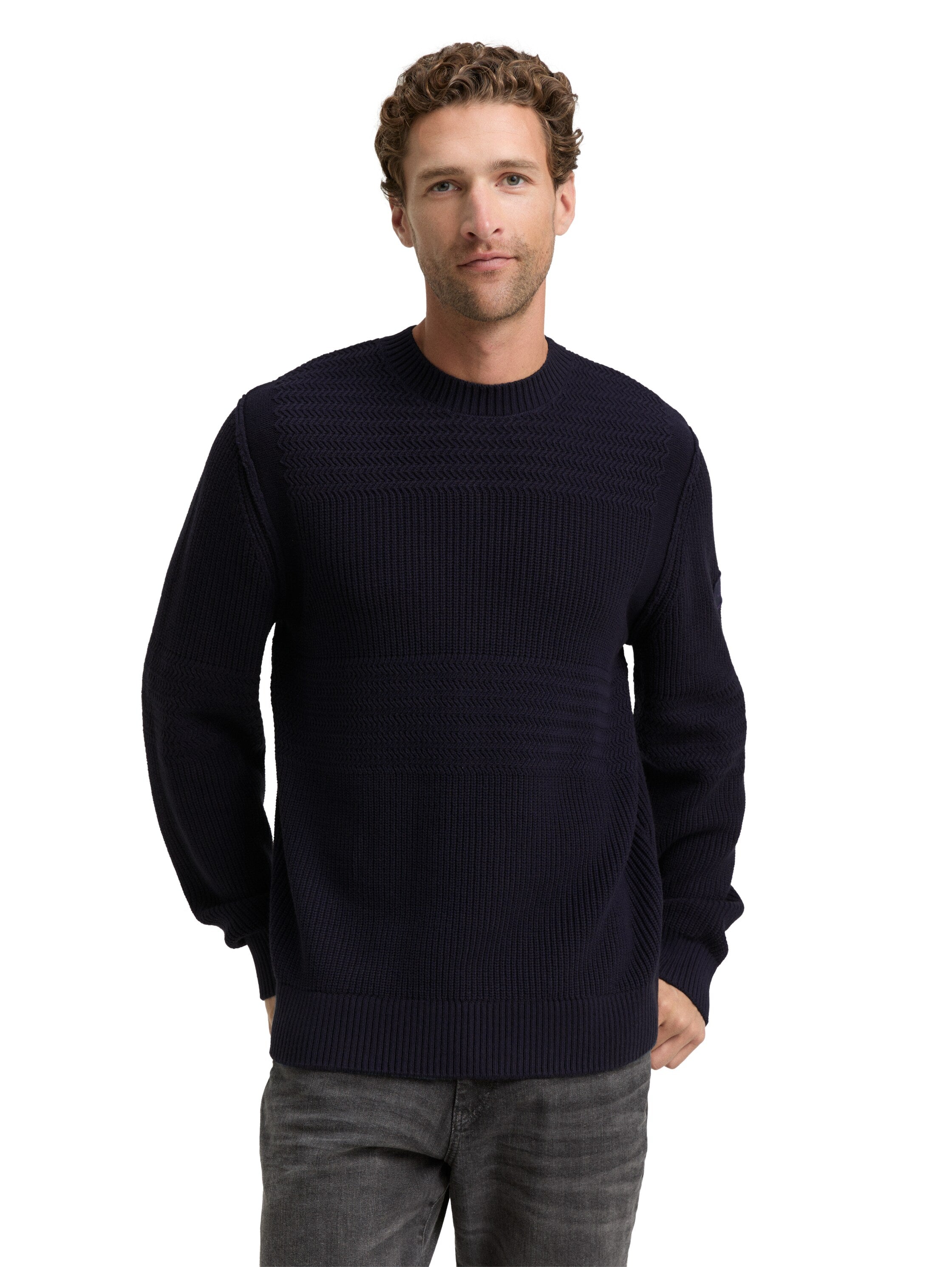 Tom Tailor Navy Round Neck Knitted Pullover