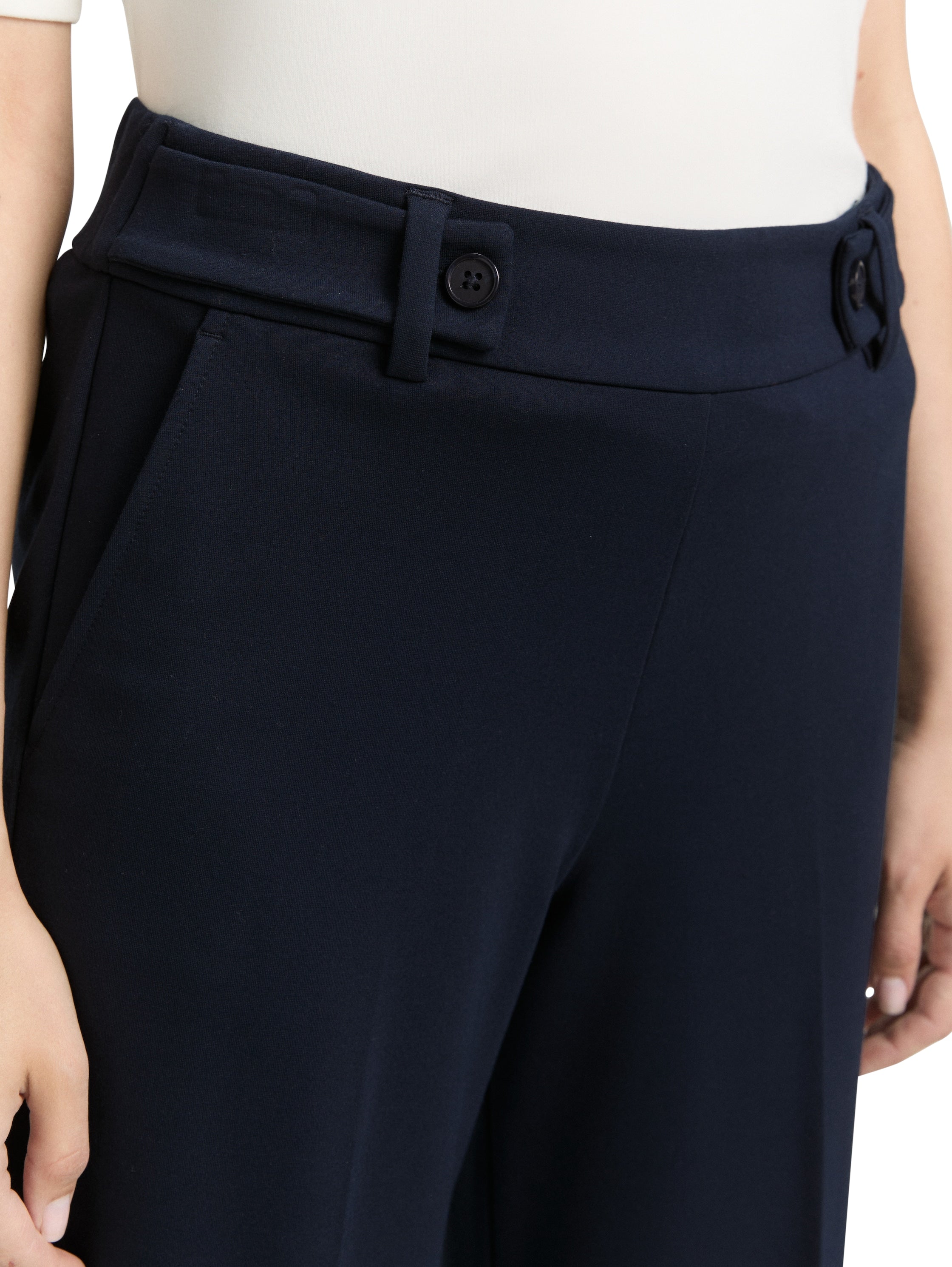 Tom Tailor Navy Cropped Straight Pant