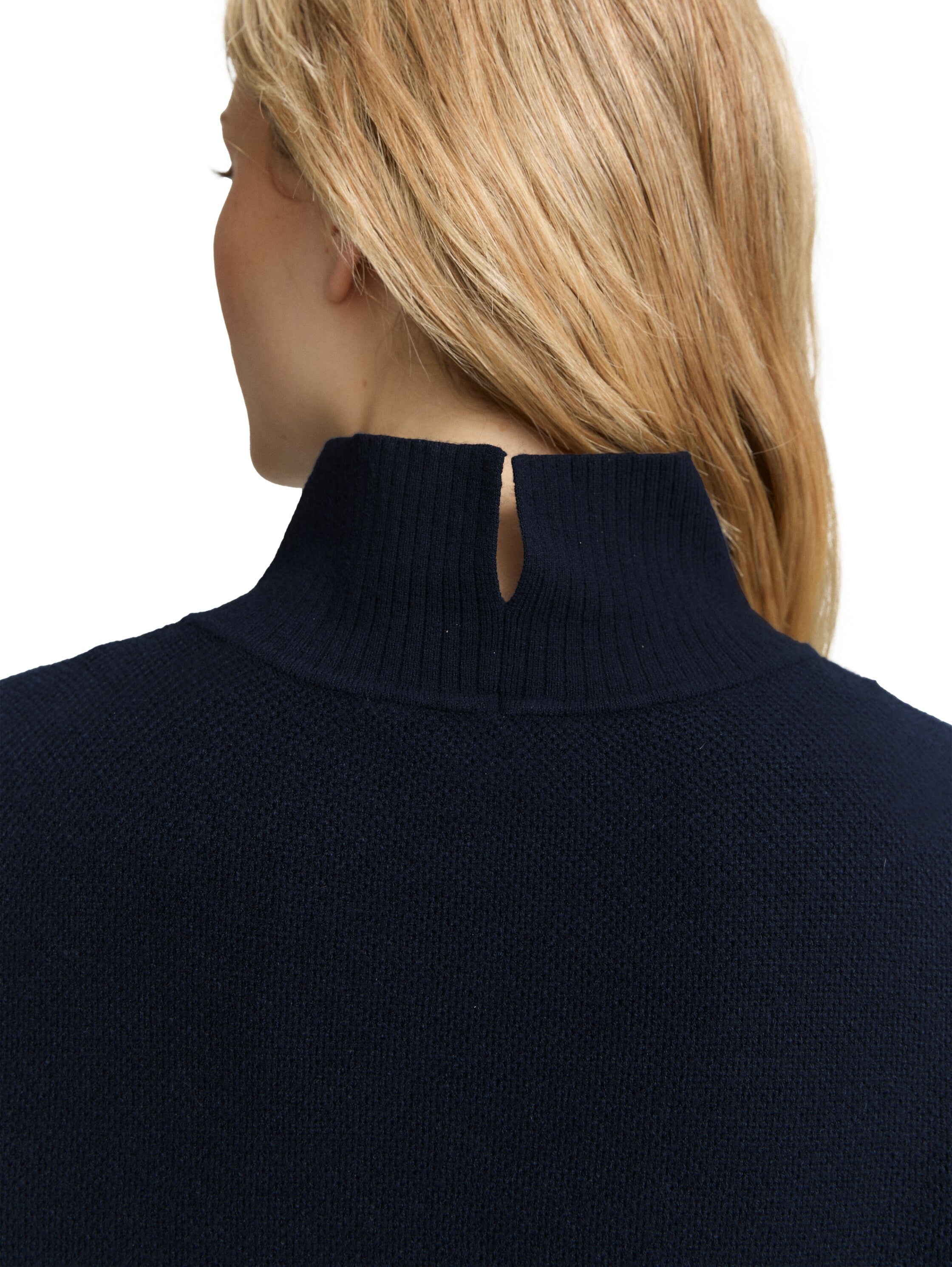 Tom Tailor Knit Navy Dress With Stand up Collar