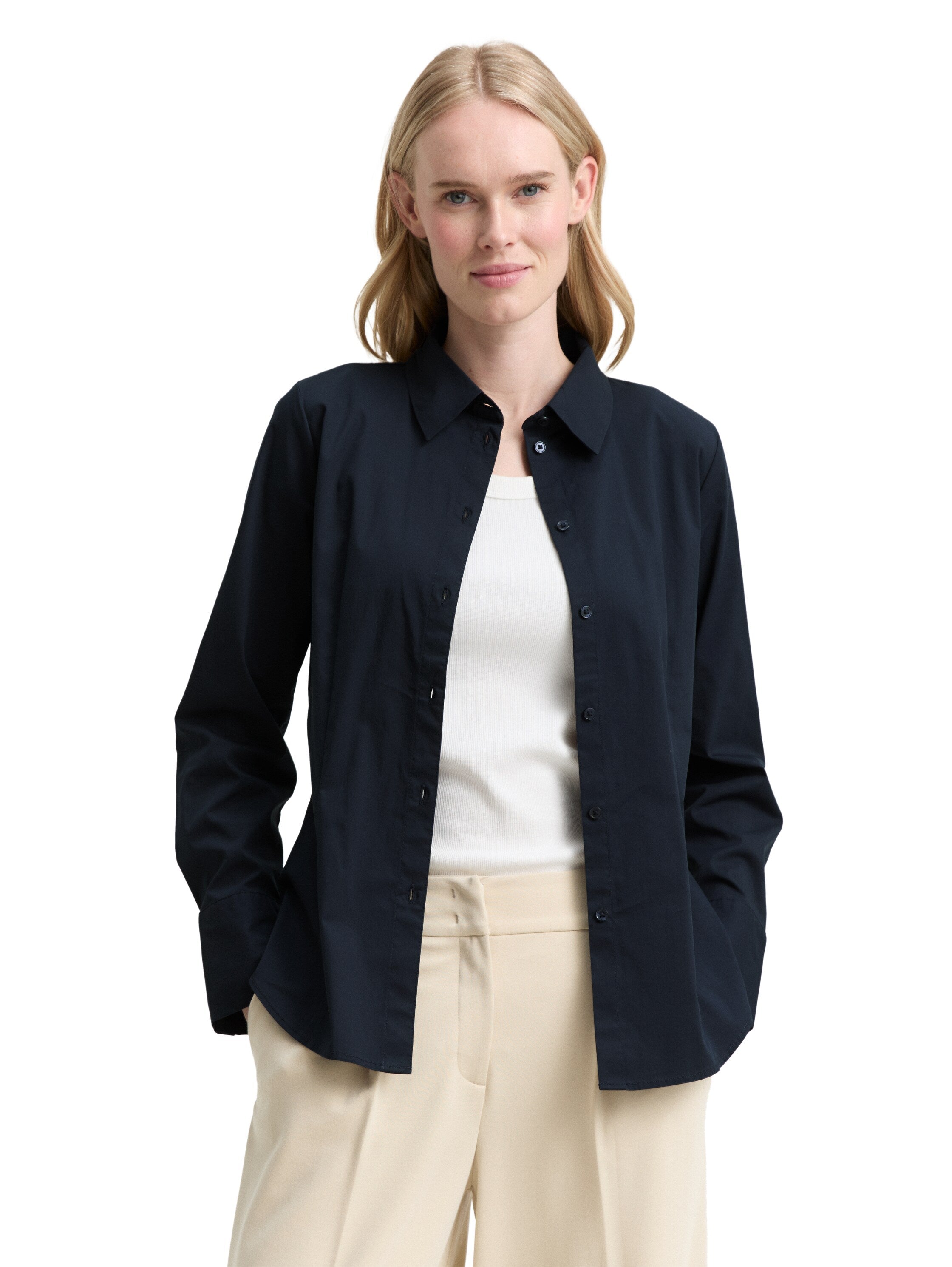 Tom Tailor Fitted Poplin Navy Shirt