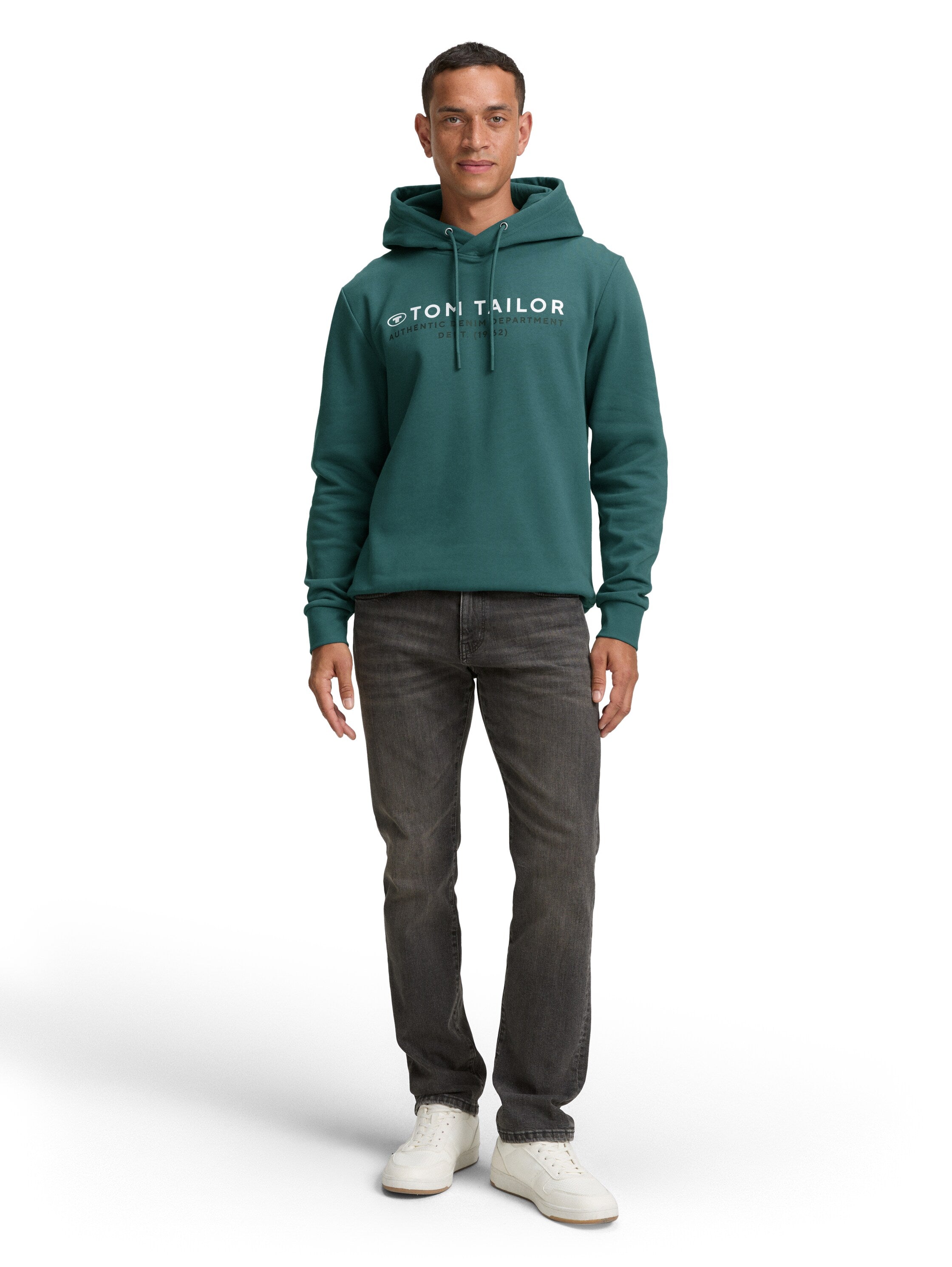 Tom Tailor Green Hoodie with Logo Print