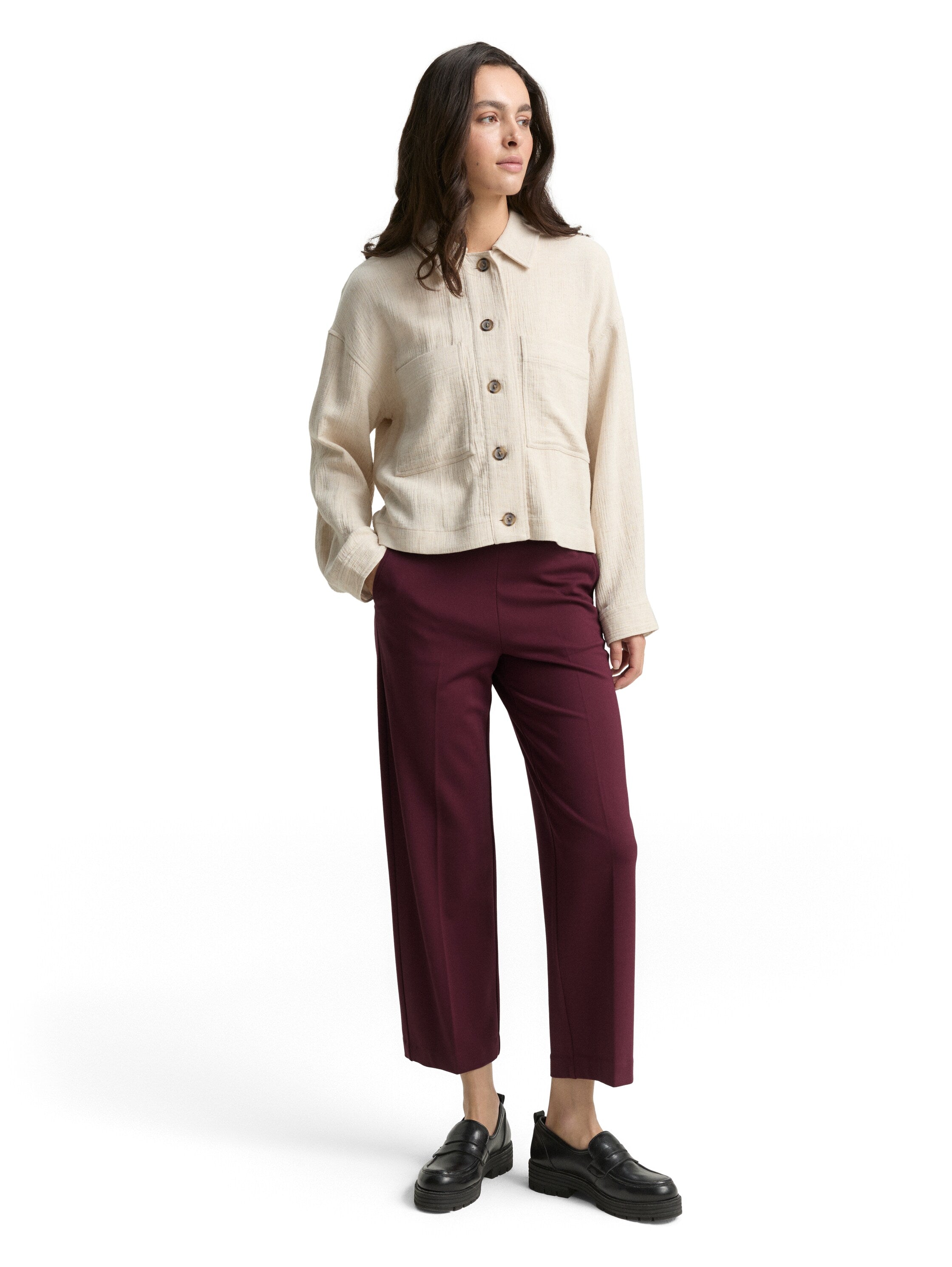 Tom Tailor Bordo Cropped Straight Pant