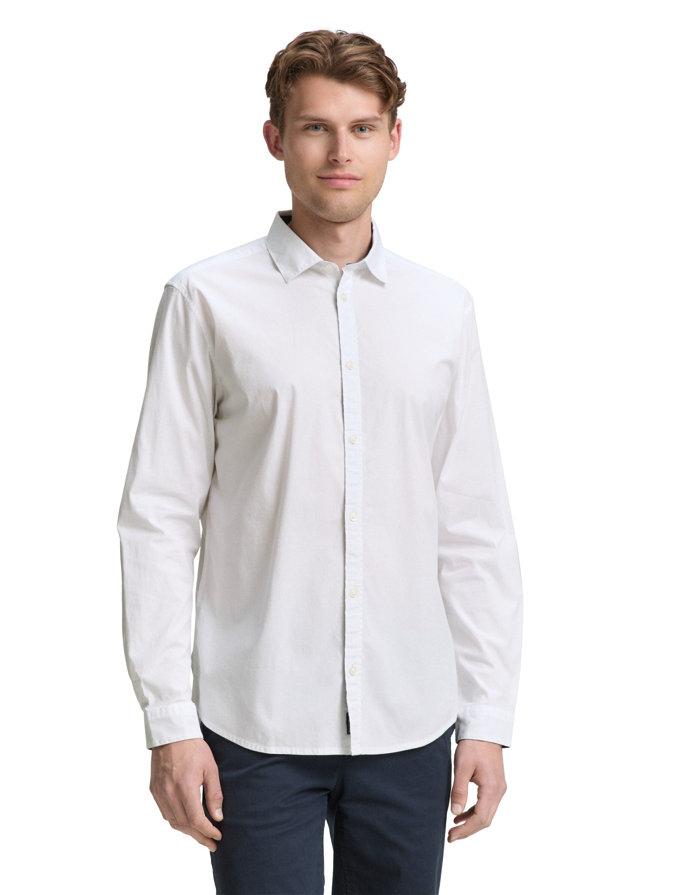 Tom Tailor Regular Fit White Shirt with Stretch