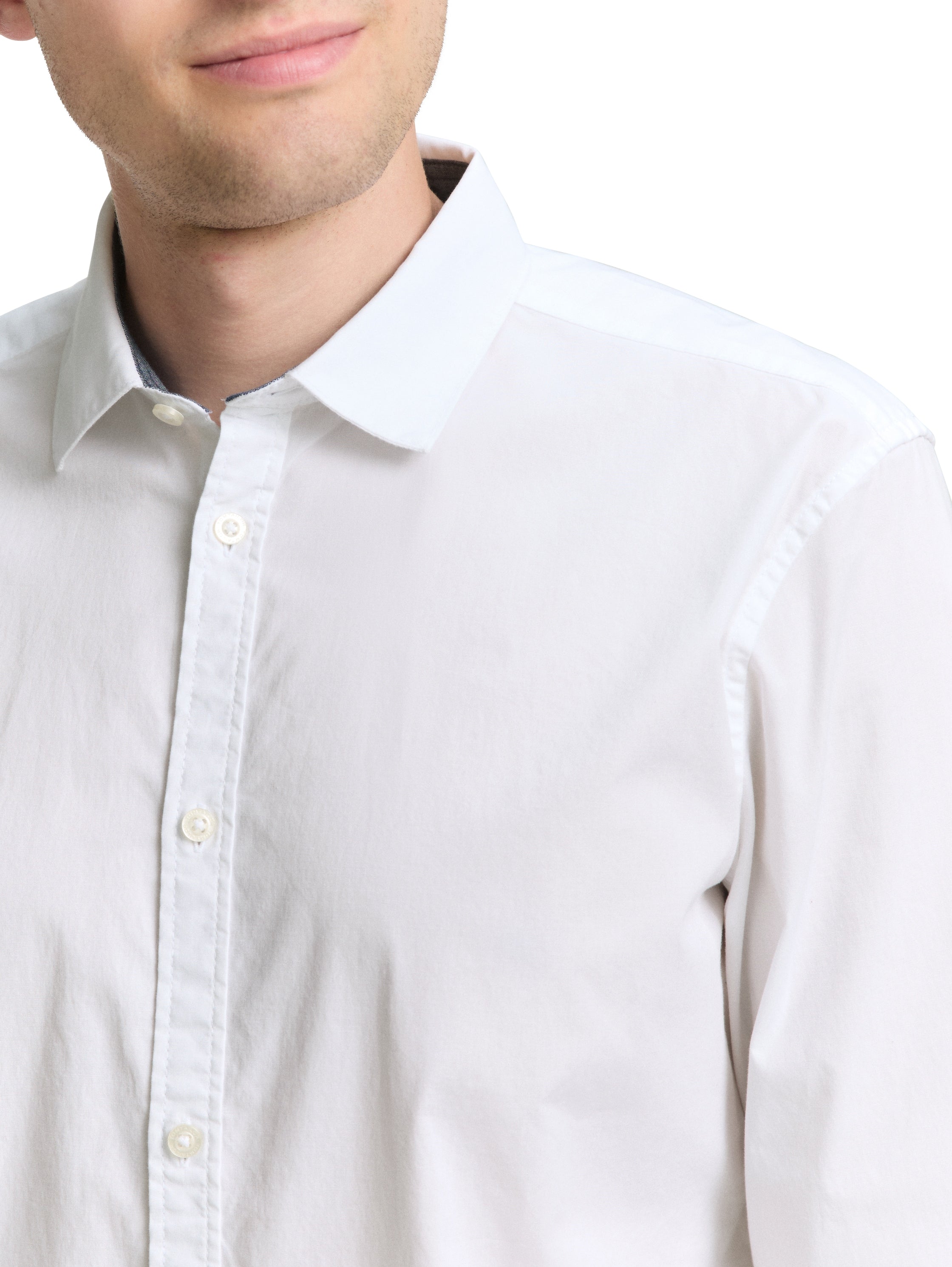 Tom Tailor Regular Fit White Shirt with Stretch