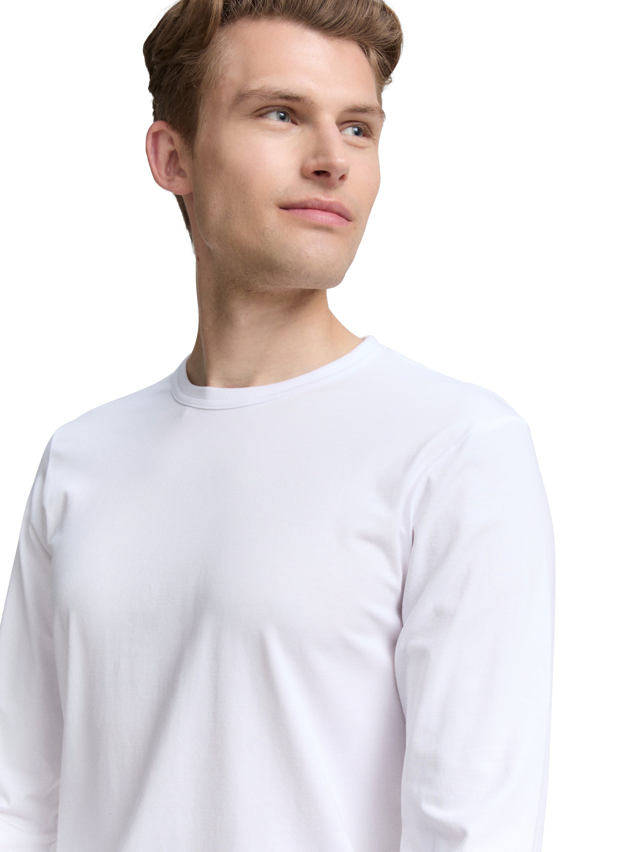 Tom Tailor Slim Fit Long Sleeve White T-Shirt with Stretch