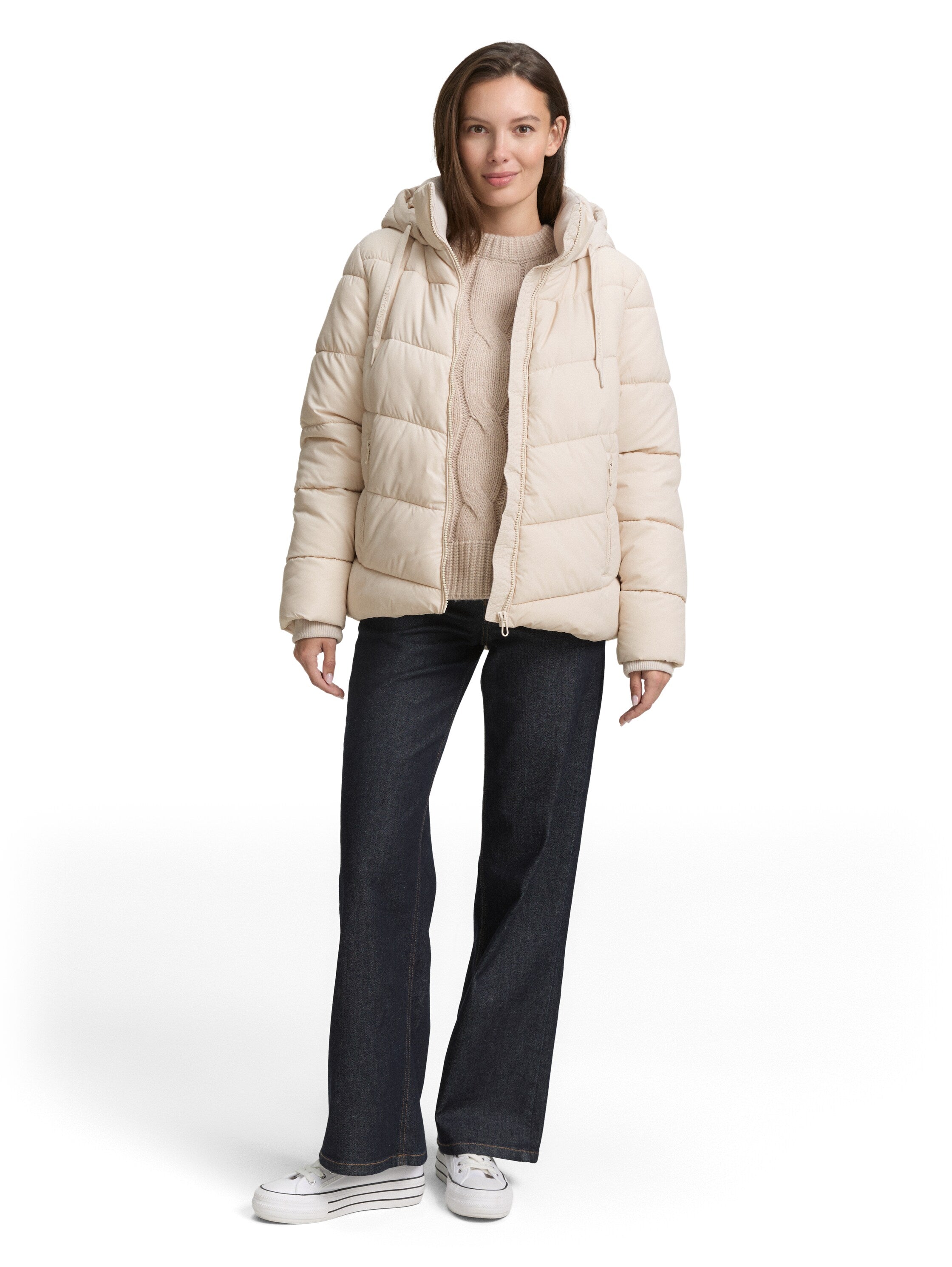 Tom Tailor Puffer Padded Beige Jacket With Zipper To Close