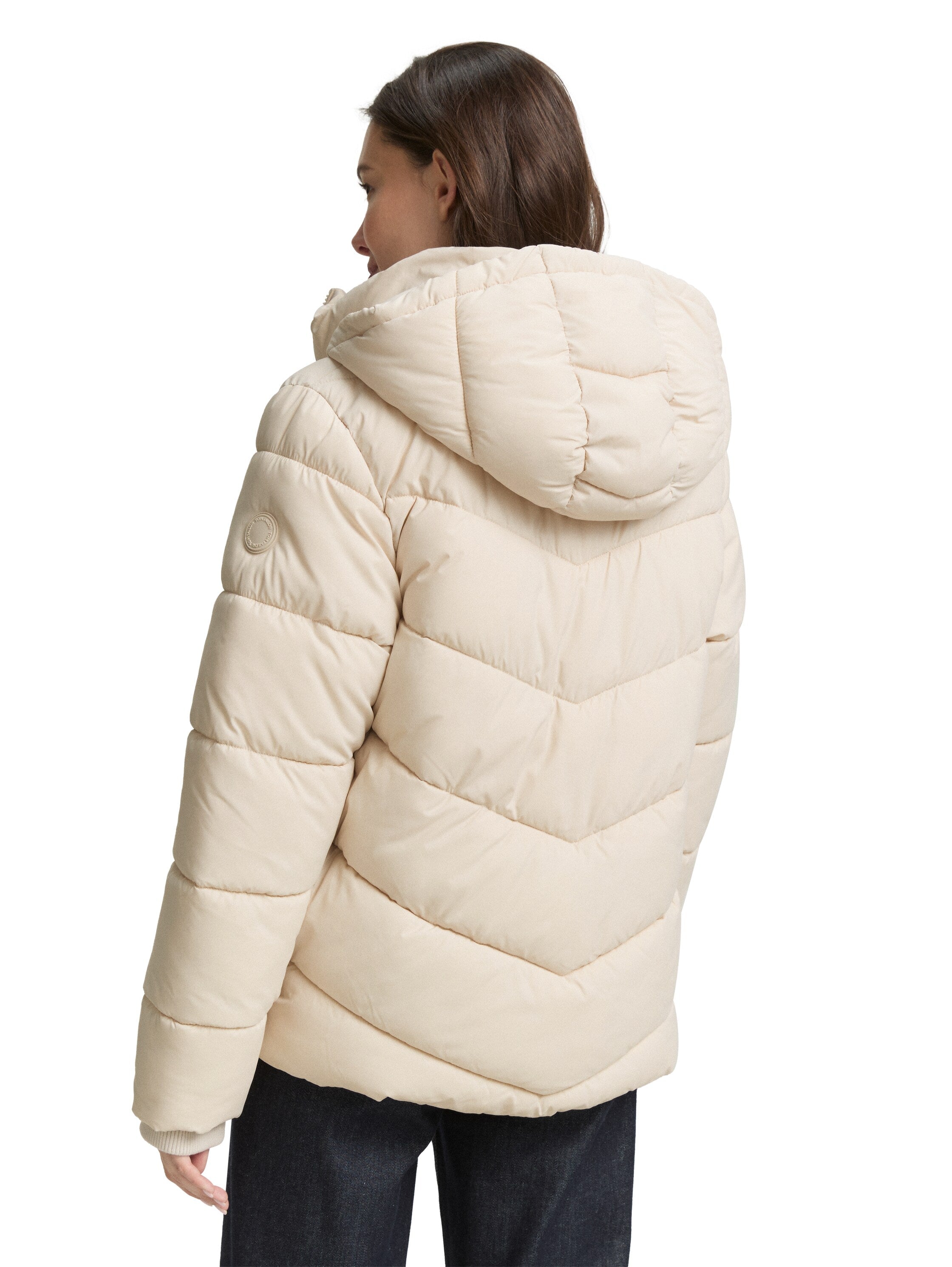Tom Tailor Puffer Padded Beige Jacket With Zipper To Close