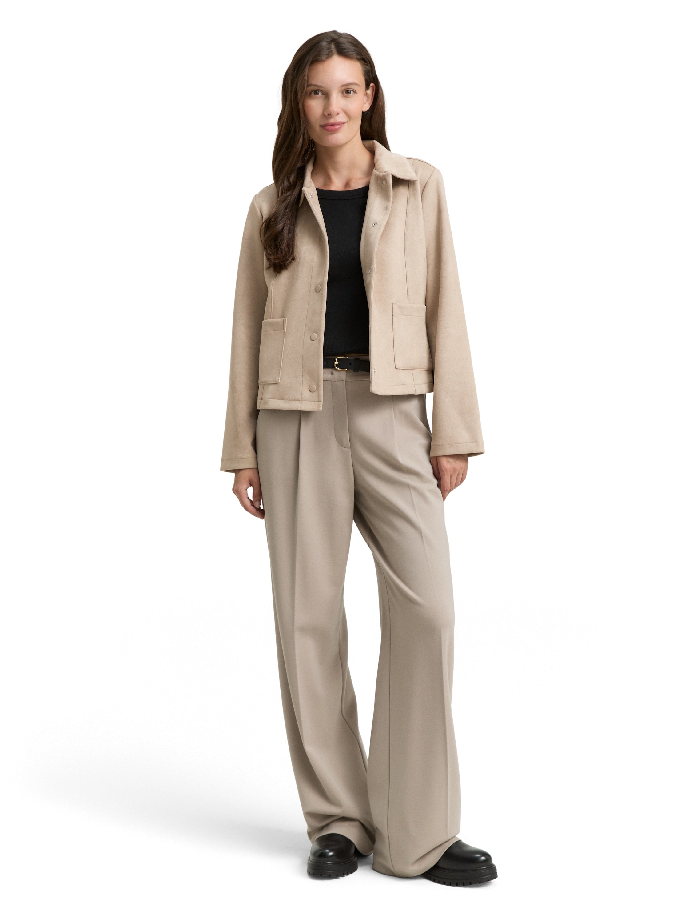 Tom Tailor Regular Fit Beige Jacket With Puch Button