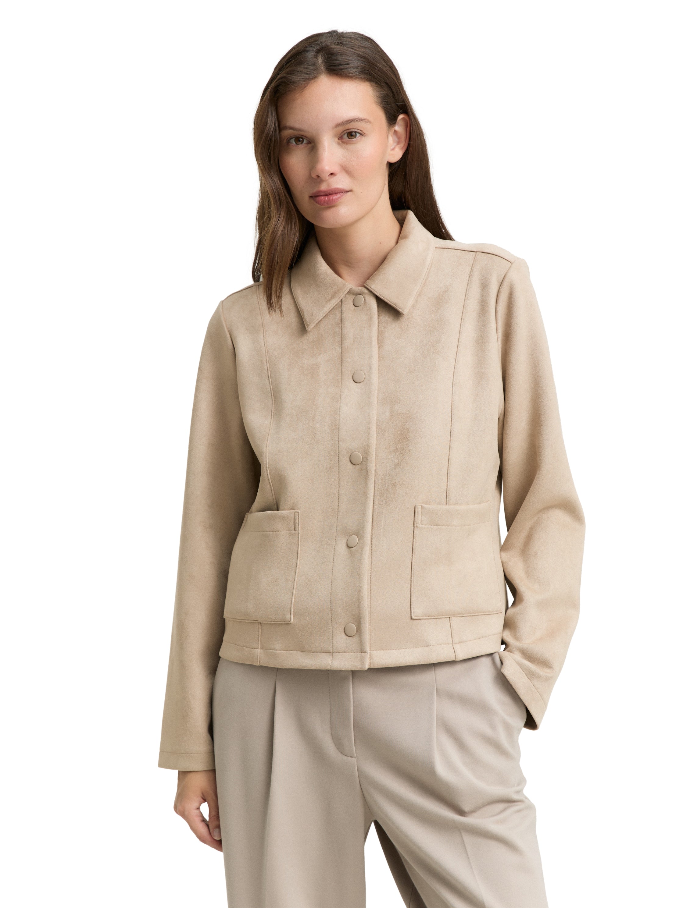 Tom Tailor Regular Fit Beige Jacket With Puch Button