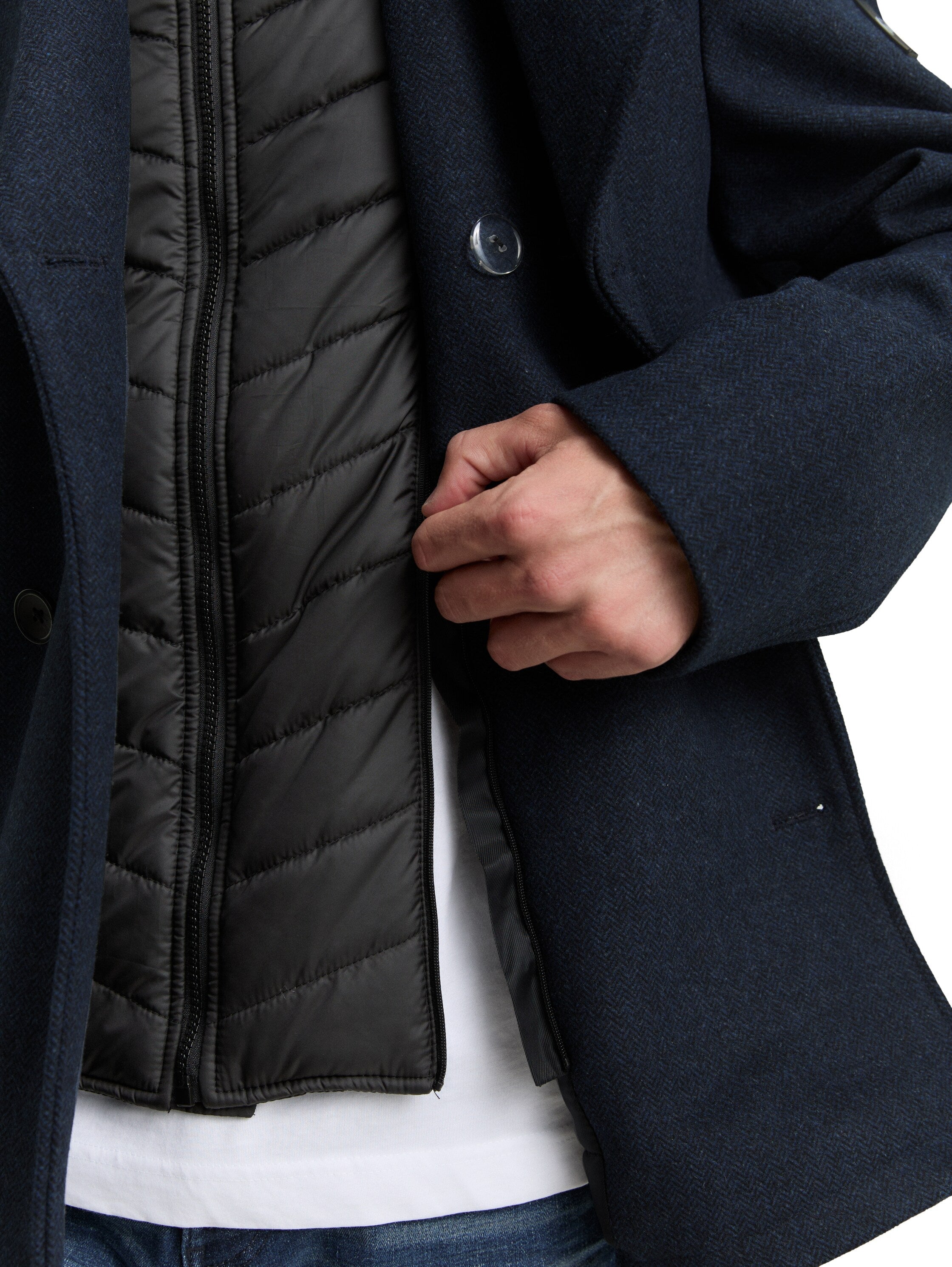 Tom Tailor 2-in-1 Wool Jacket with Detachable Inner Navy Jacket